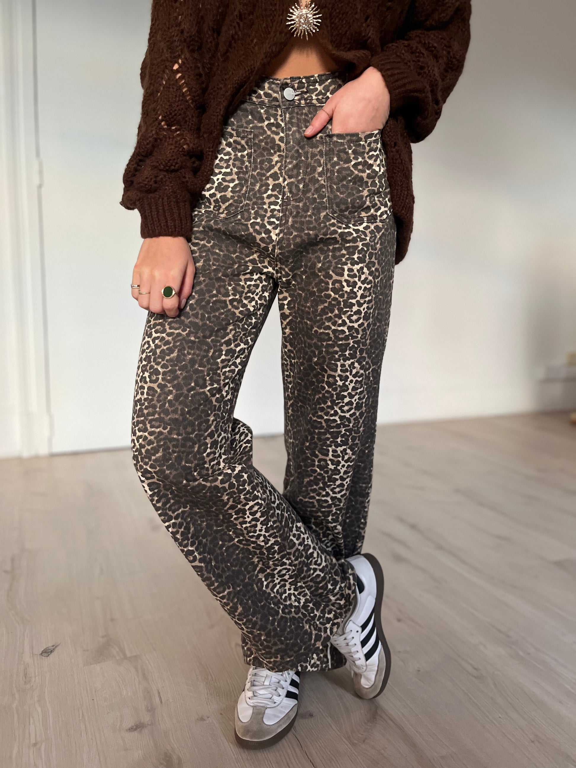 jeans léopard camel