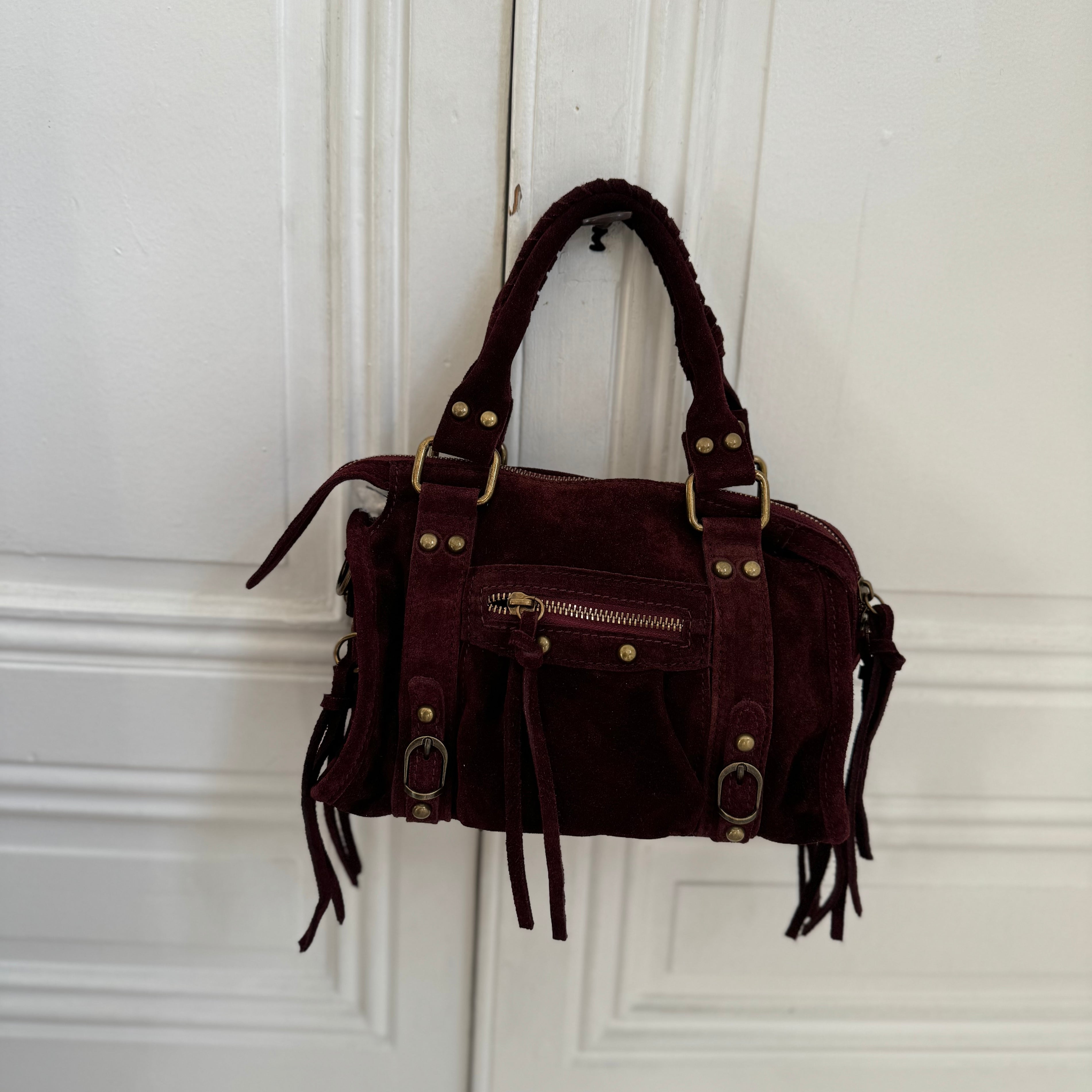 Petit sac mia en daim bordeaux