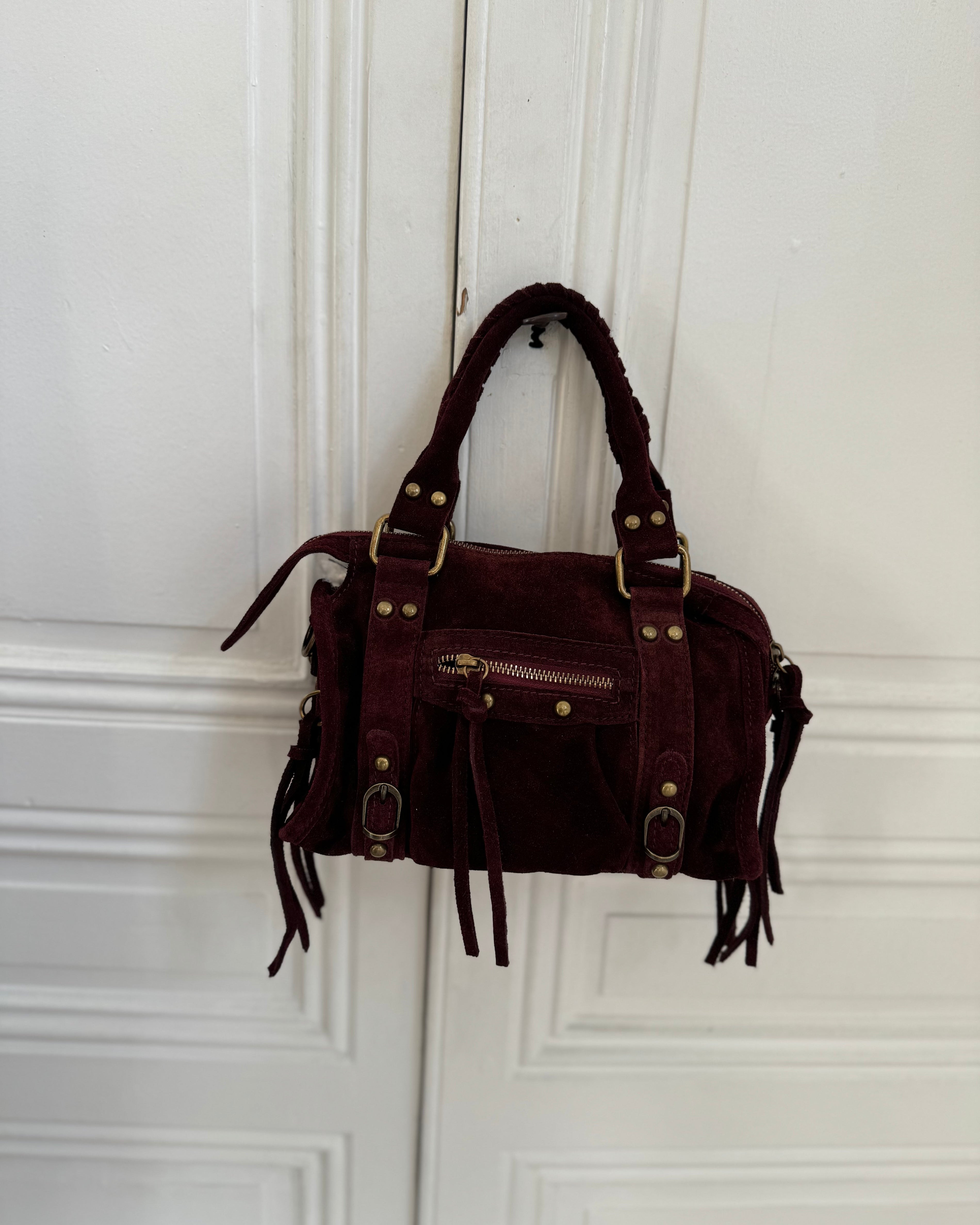 Petit sac mia en daim bordeaux