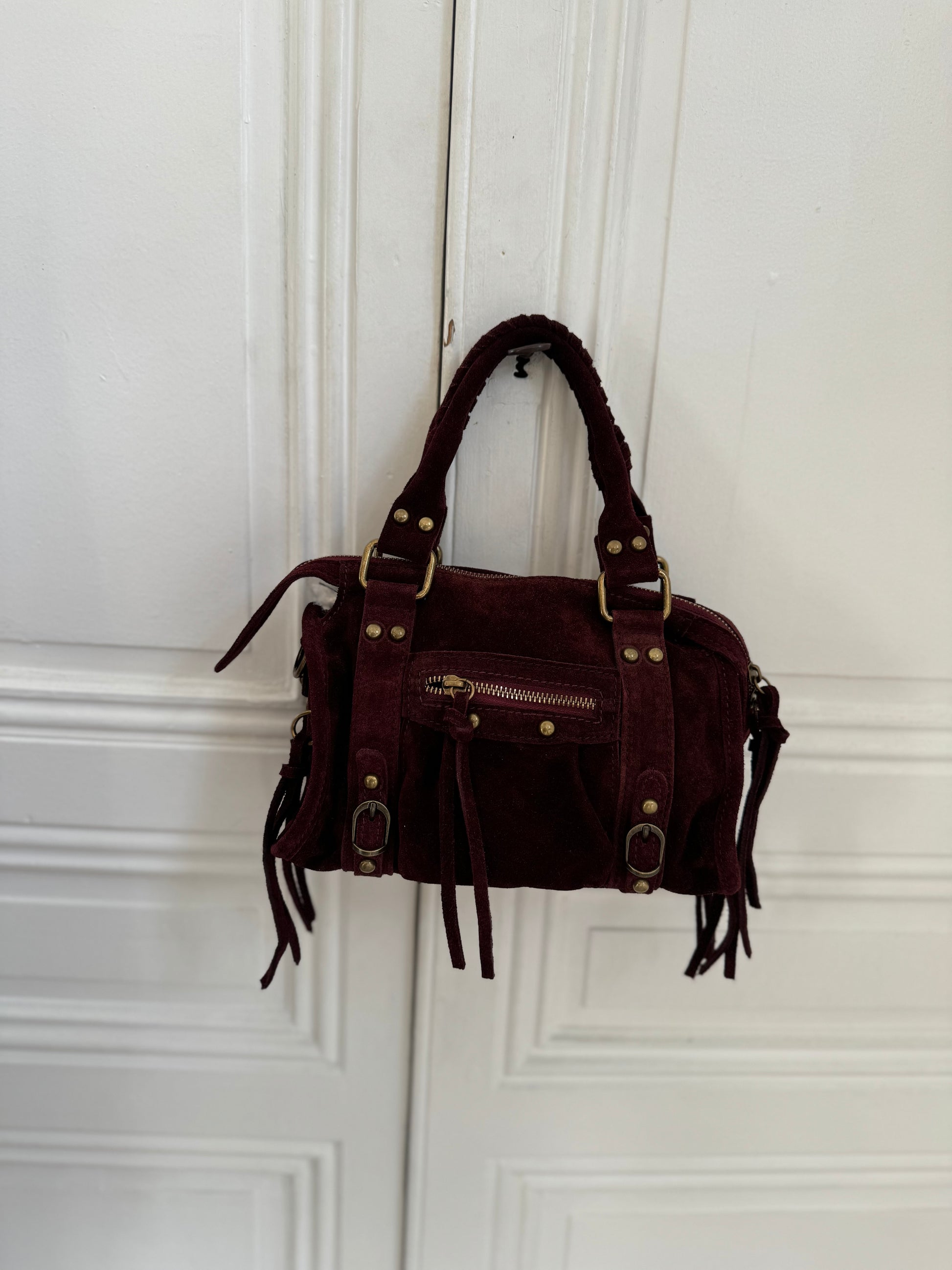 Petit sac mia en daim bordeaux