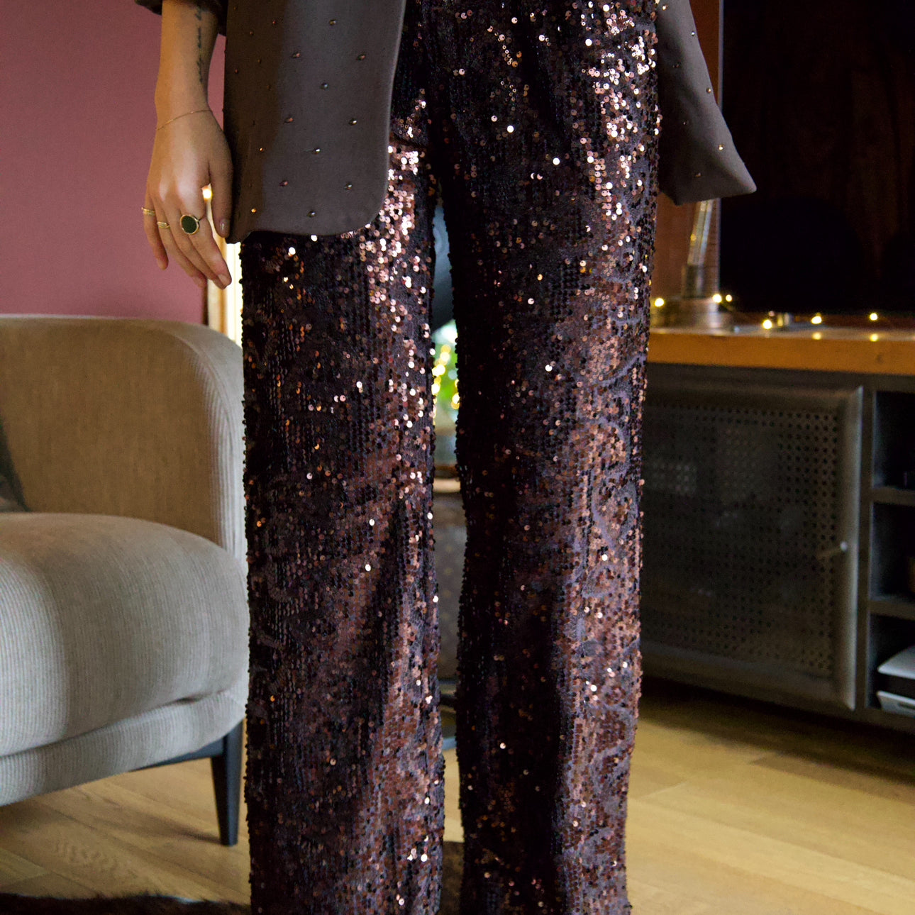 Pantalon sequin choco