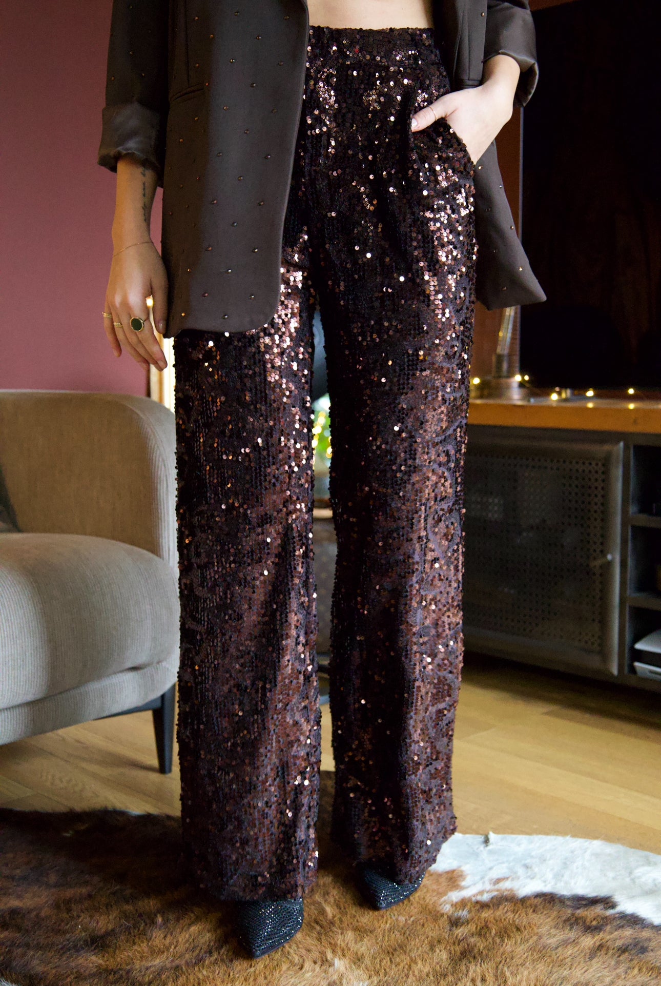 Pantalon sequin choco