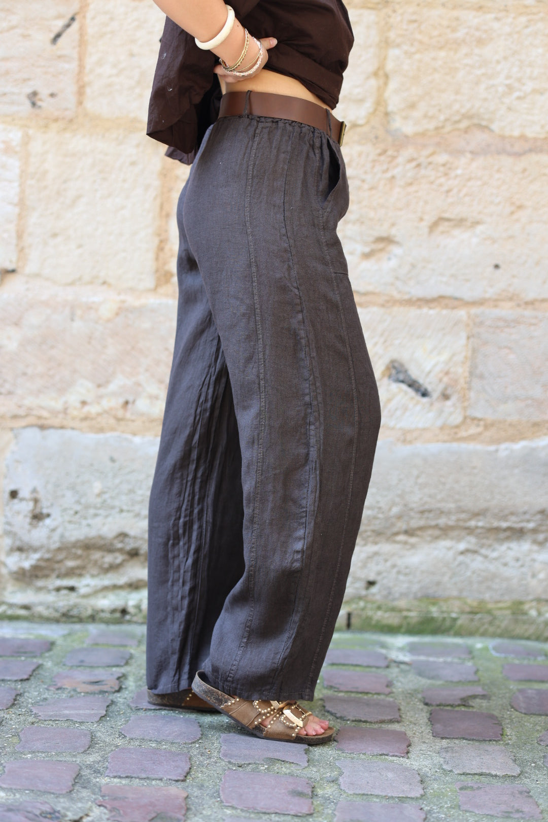 Pantalon barrel en lin