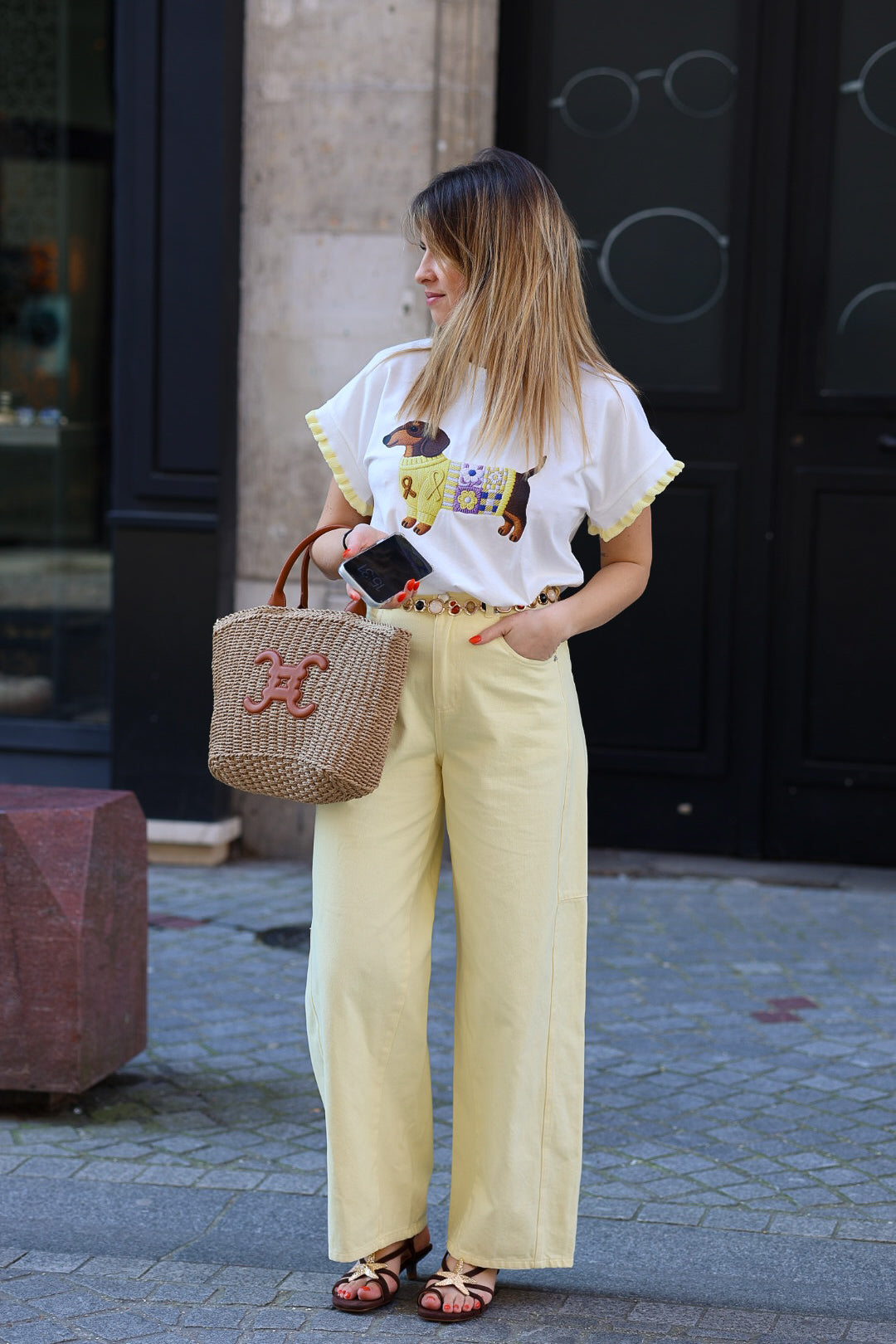 jeans jaune pâle