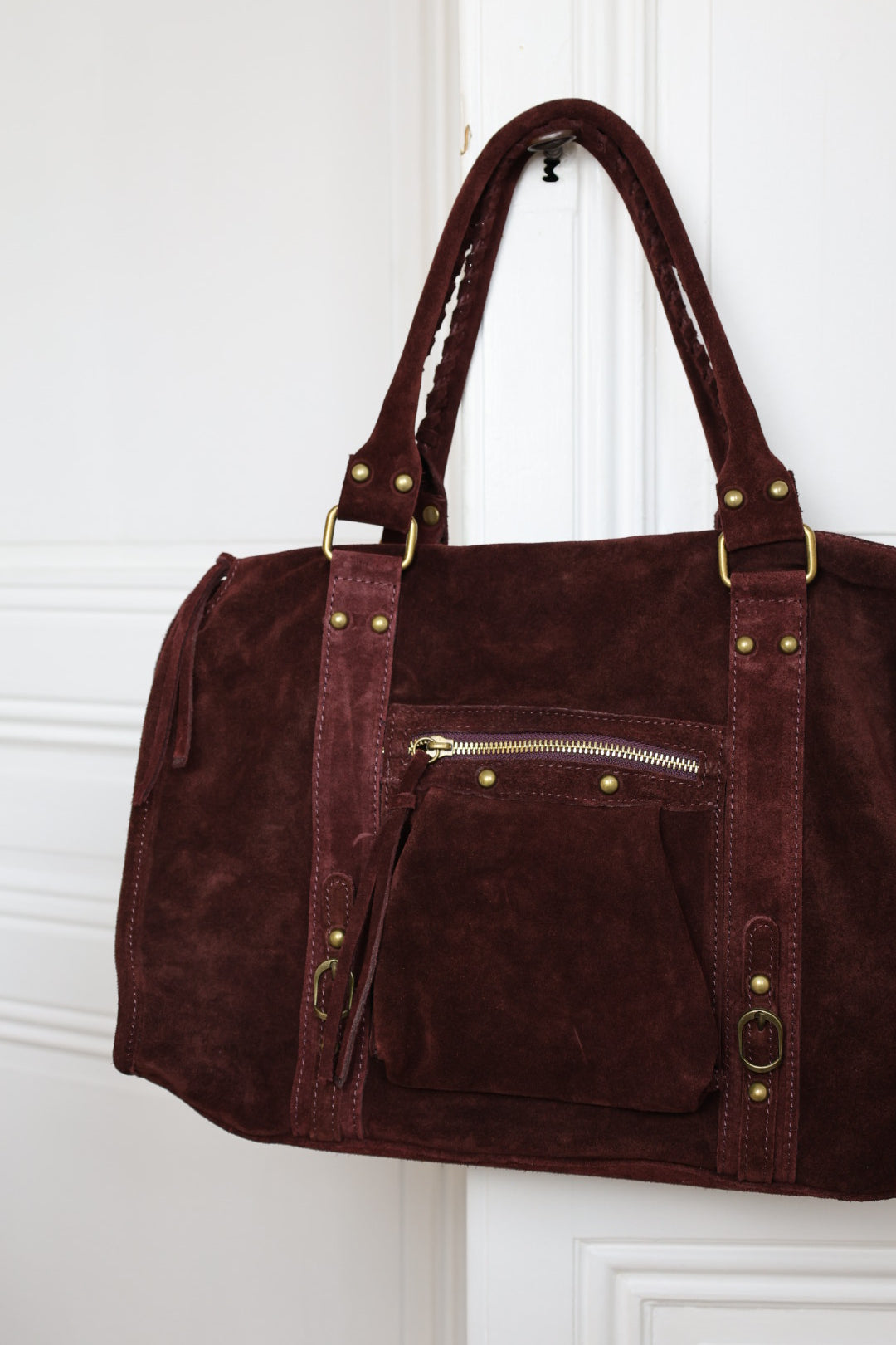 Grand sac MIA en daim bordeaux