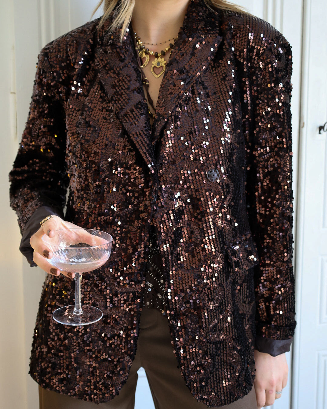 Veste de tailleur sequin chocolat