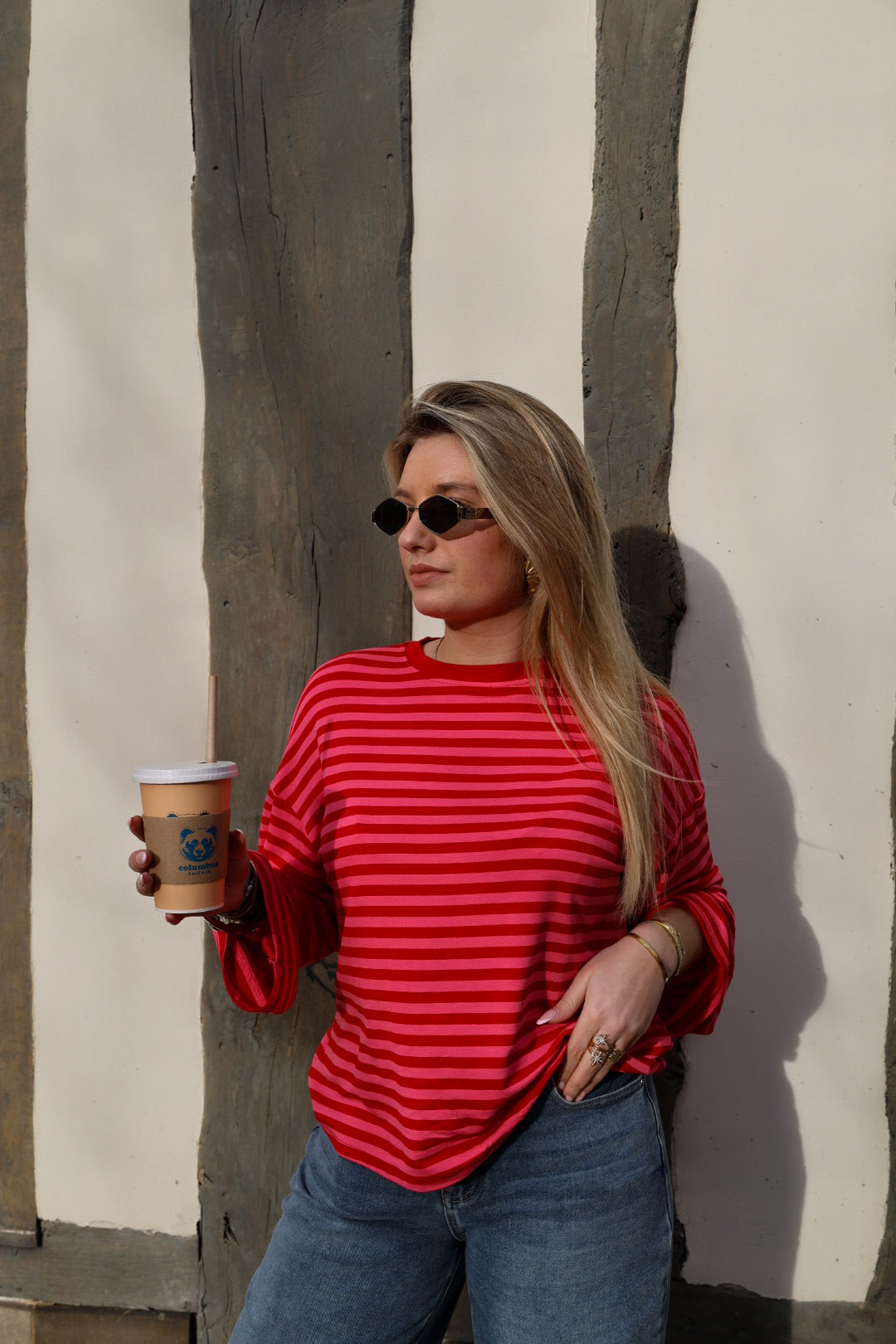 T-shirt marinière rose