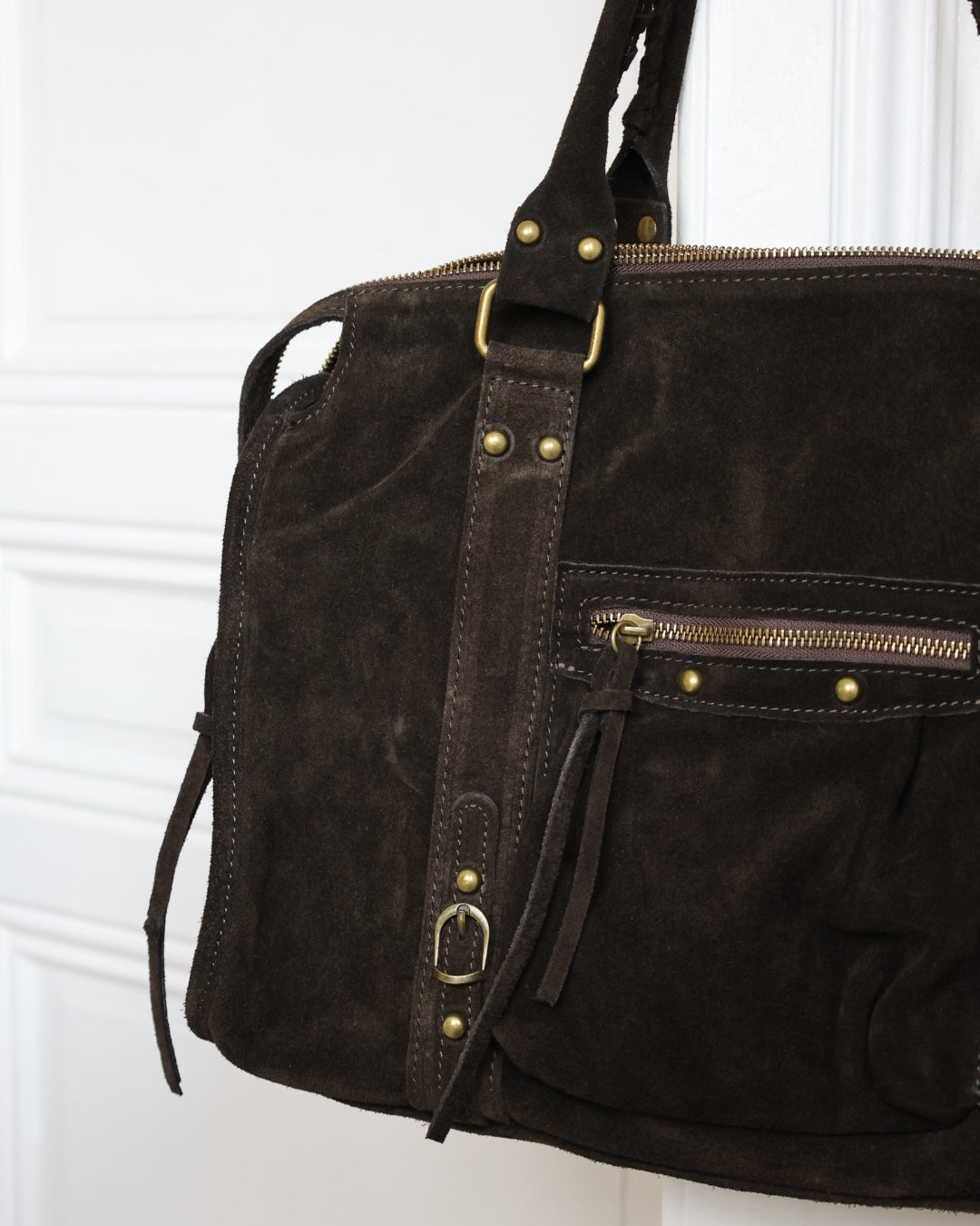 Grand sac MIA en daim chocolat