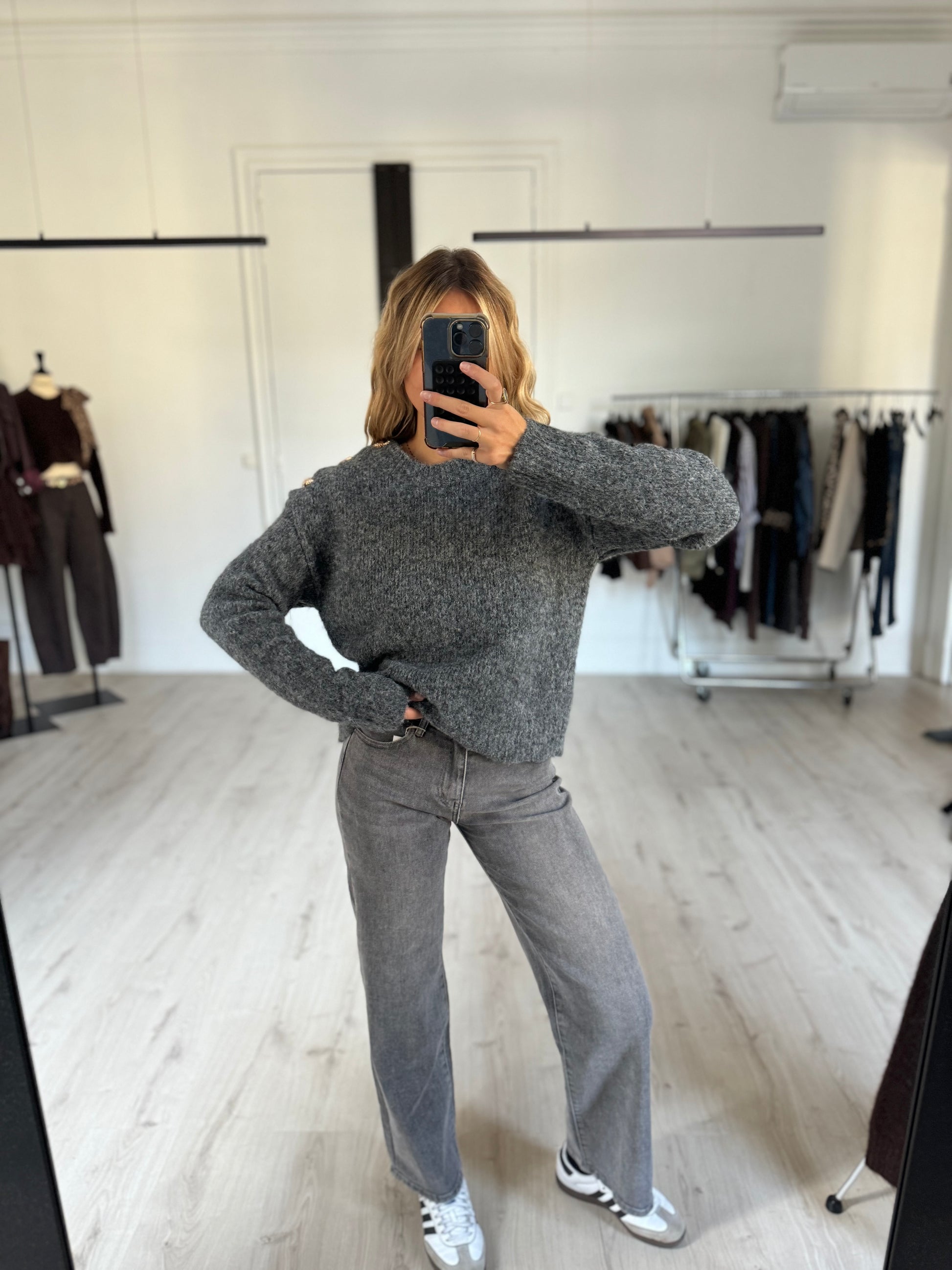 jeans gris étoile clou
