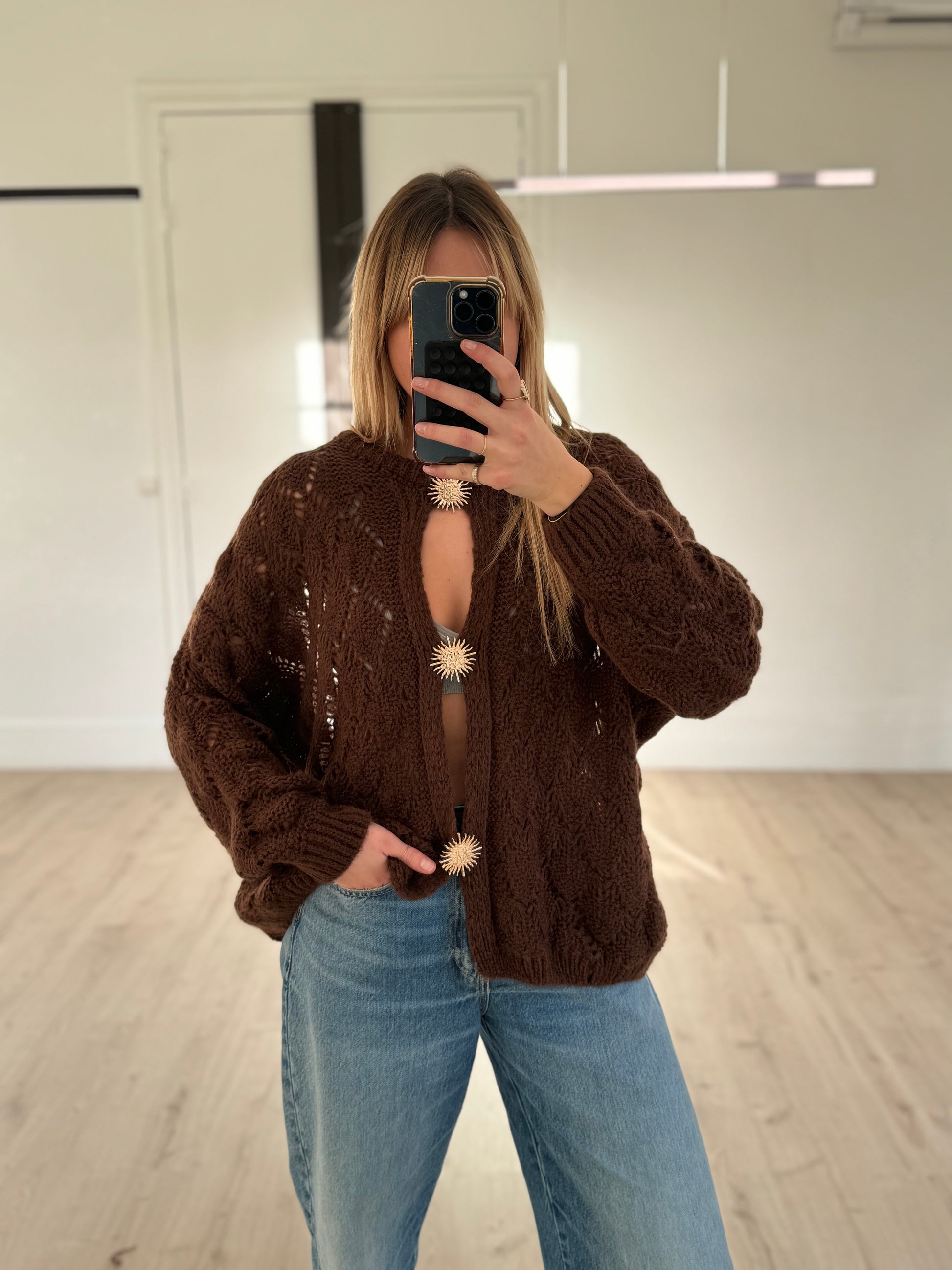 pull loose ajouré soleil