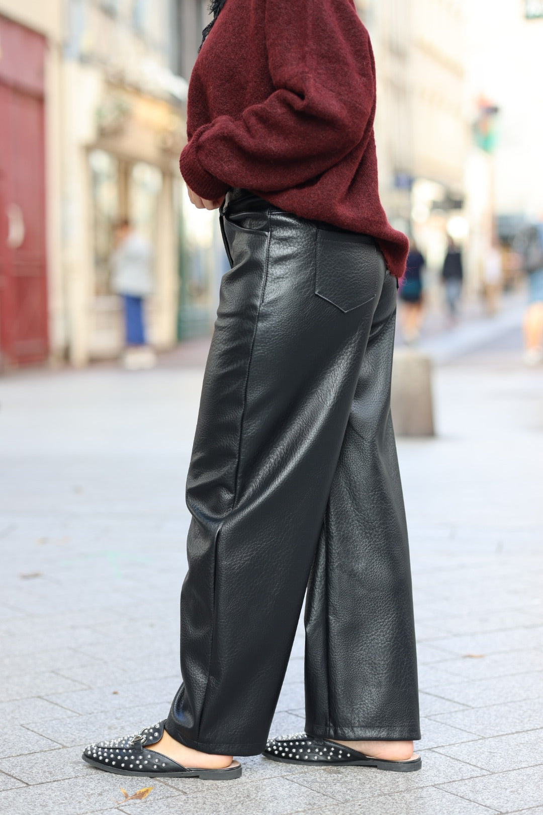 pantalon Barrel simili