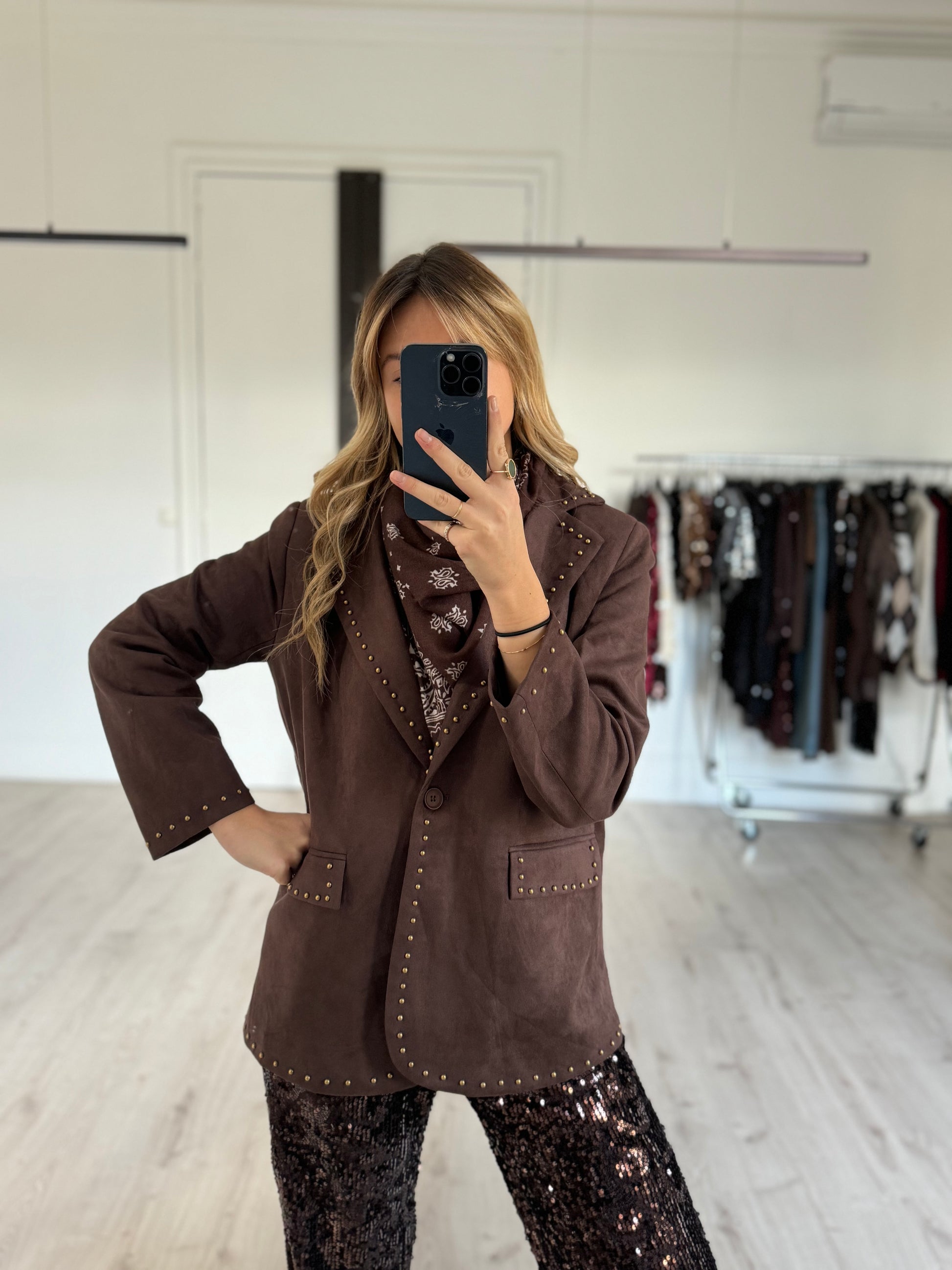 Veste de tailleur suédine