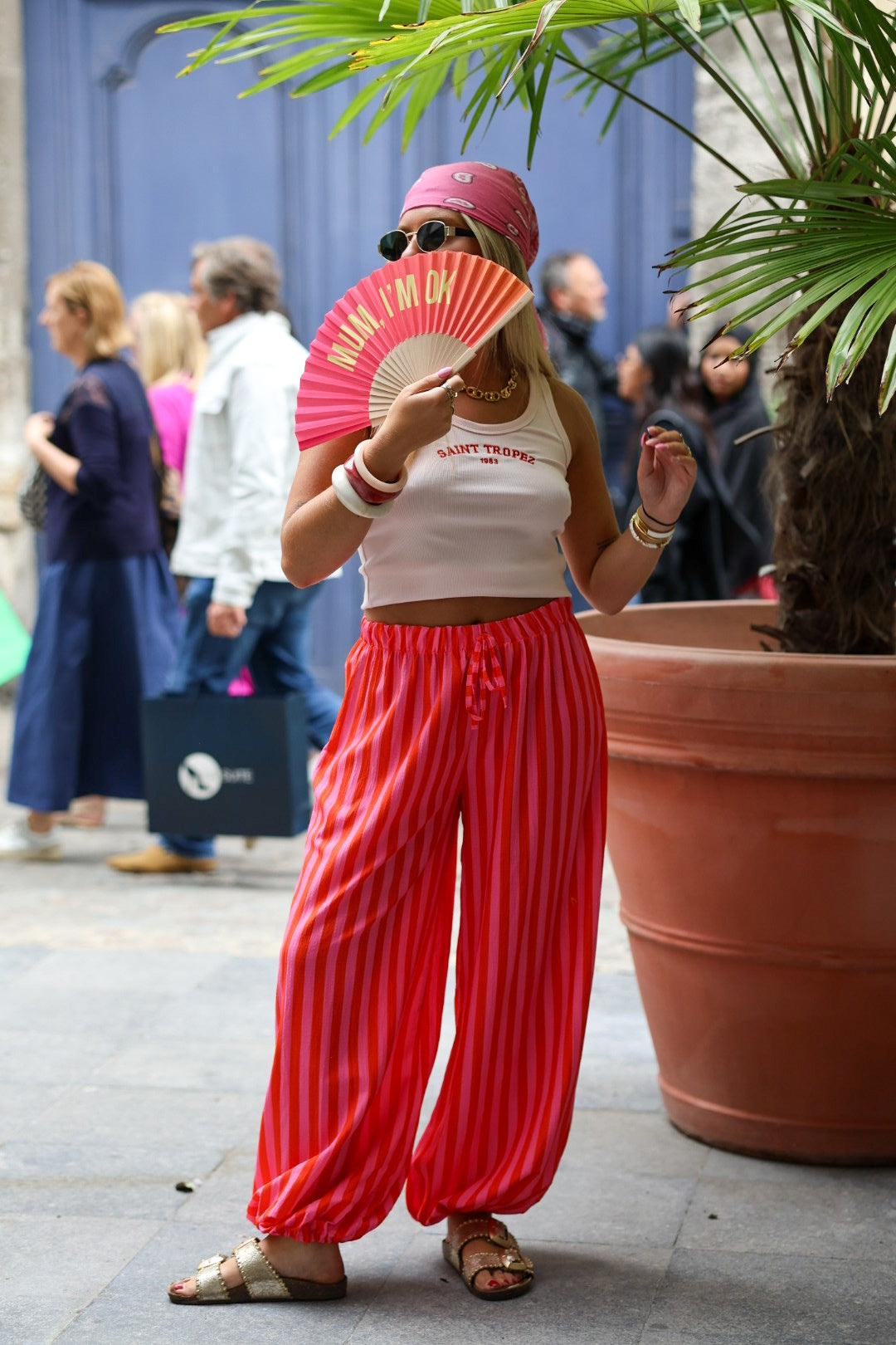 pantalon ballon à rayure