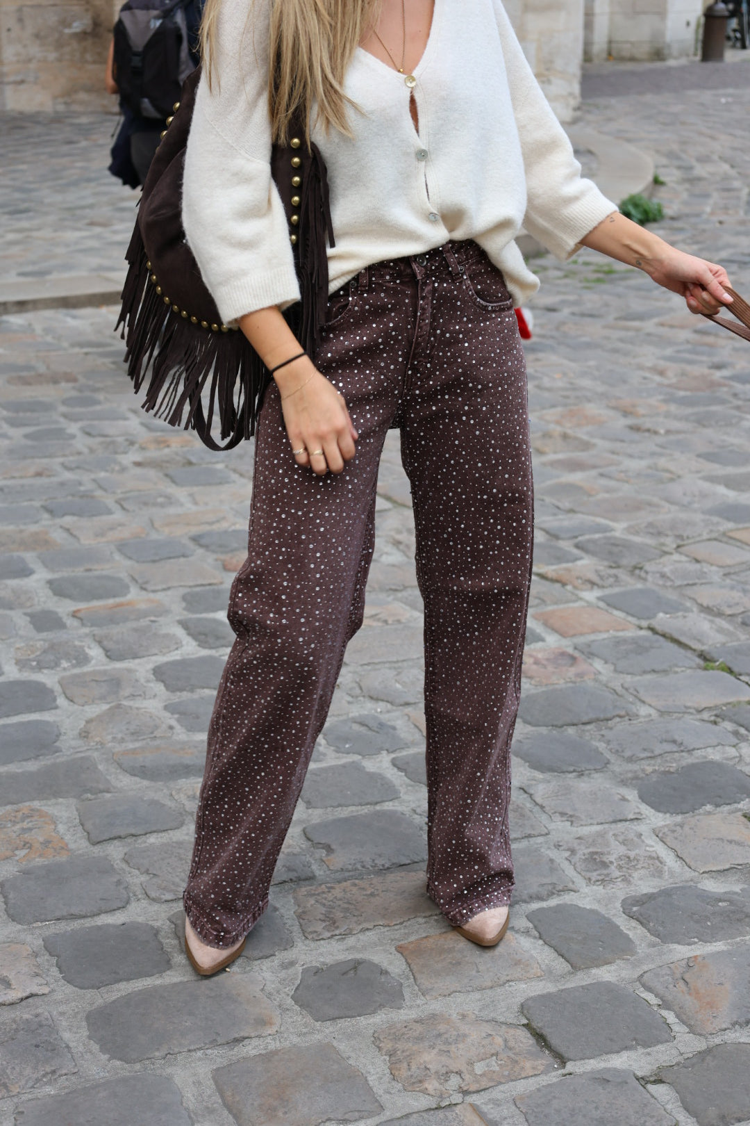 Jeans à strass choco