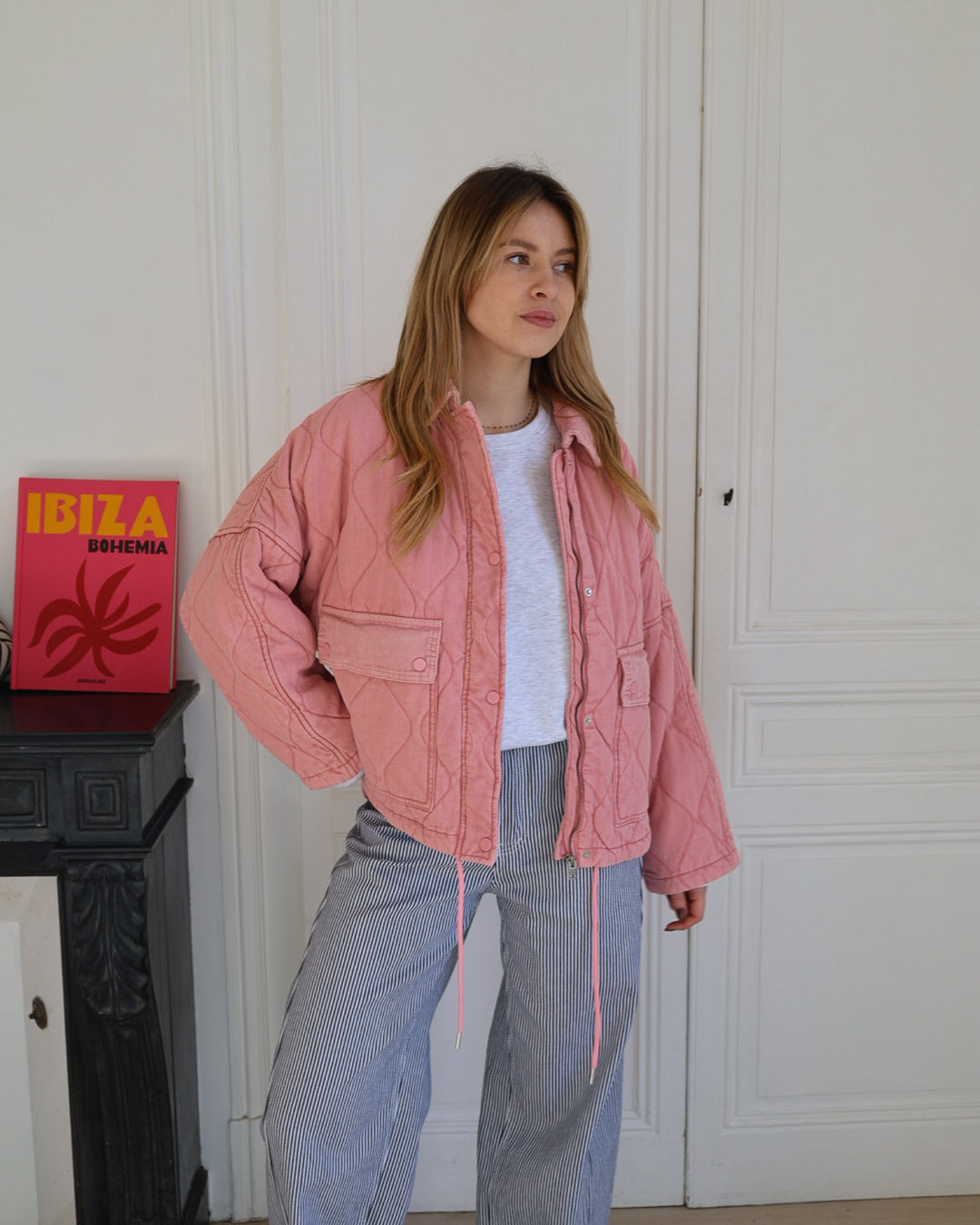 veste matelassée rose