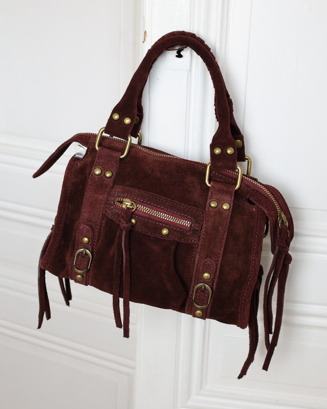 Petit sac mia en daim bordeaux