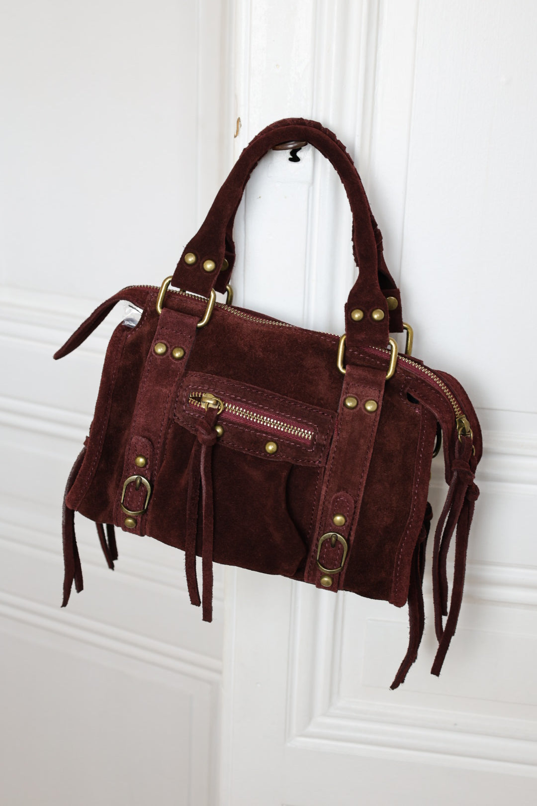 Petit sac mia en daim bordeaux