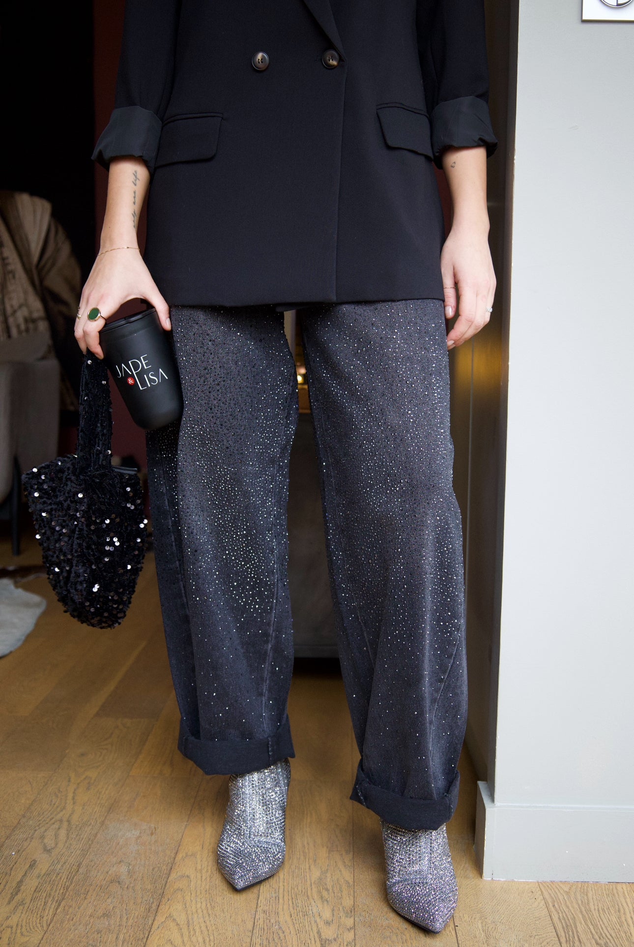 jeans ballon à strass