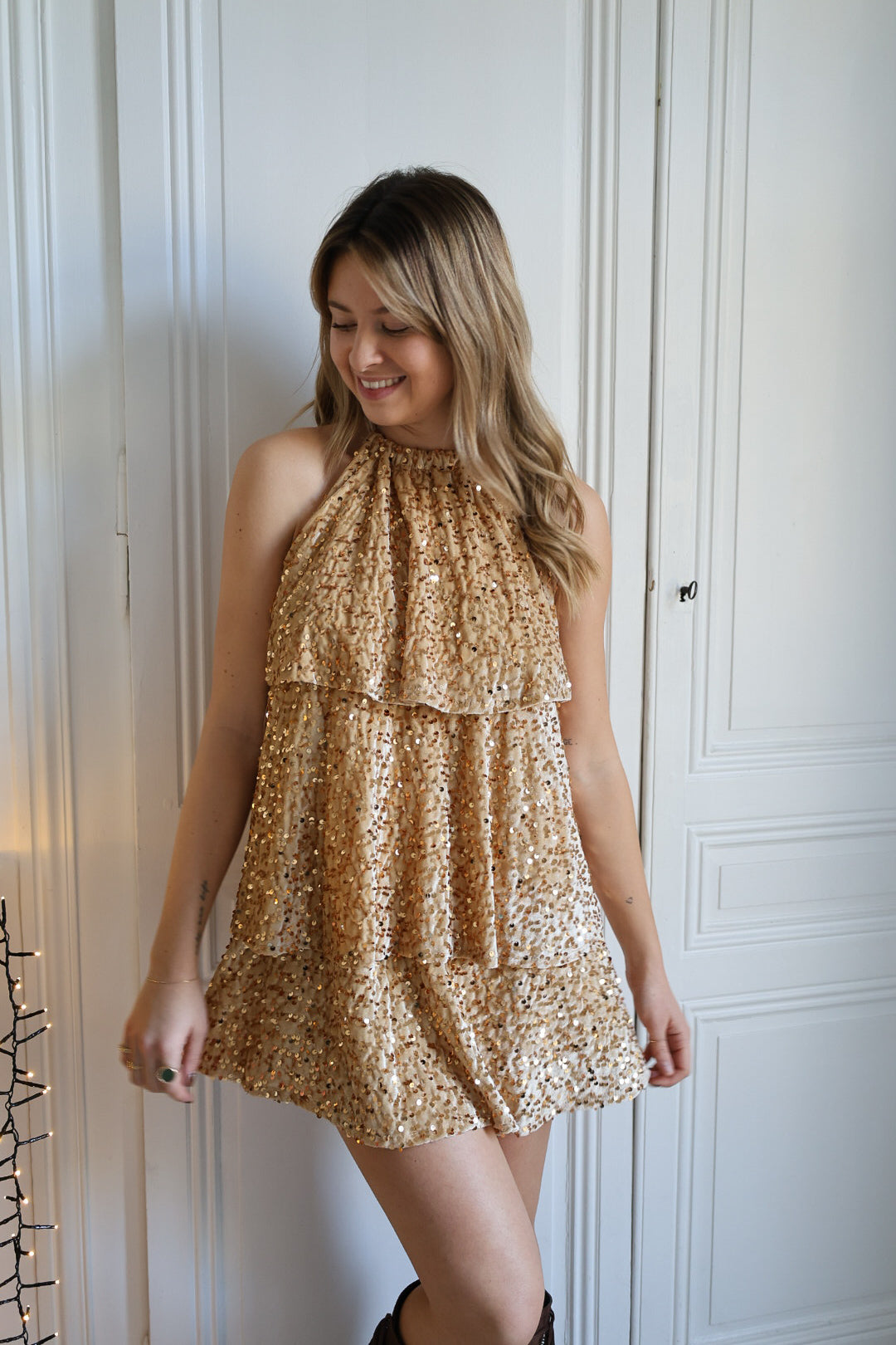 Robe en velours à sequin