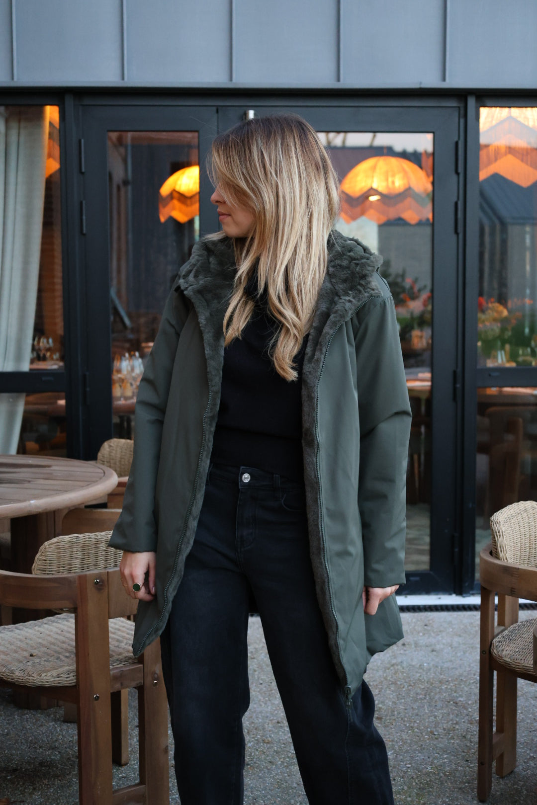 Parka longue réversible