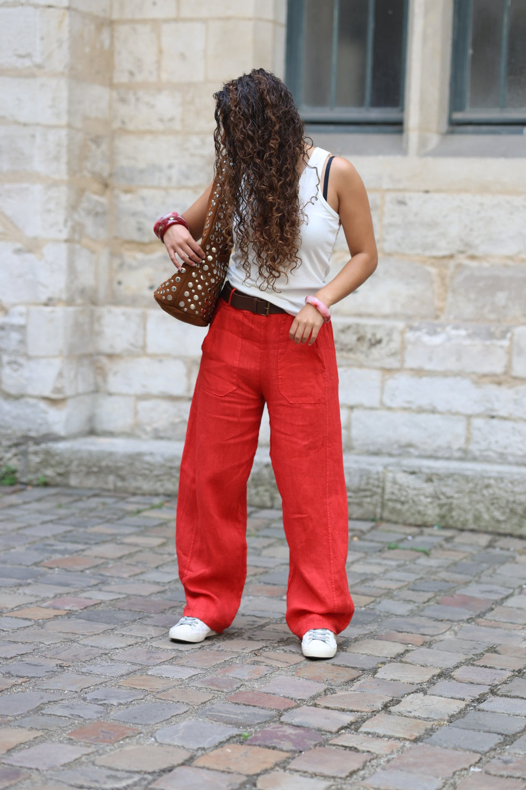 Pantalon barrel en lin