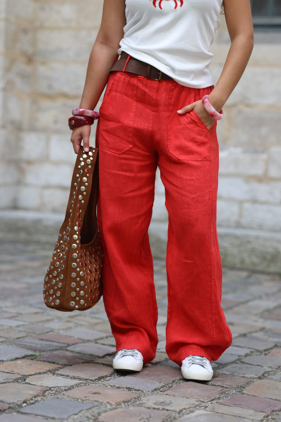 Pantalon barrel en lin