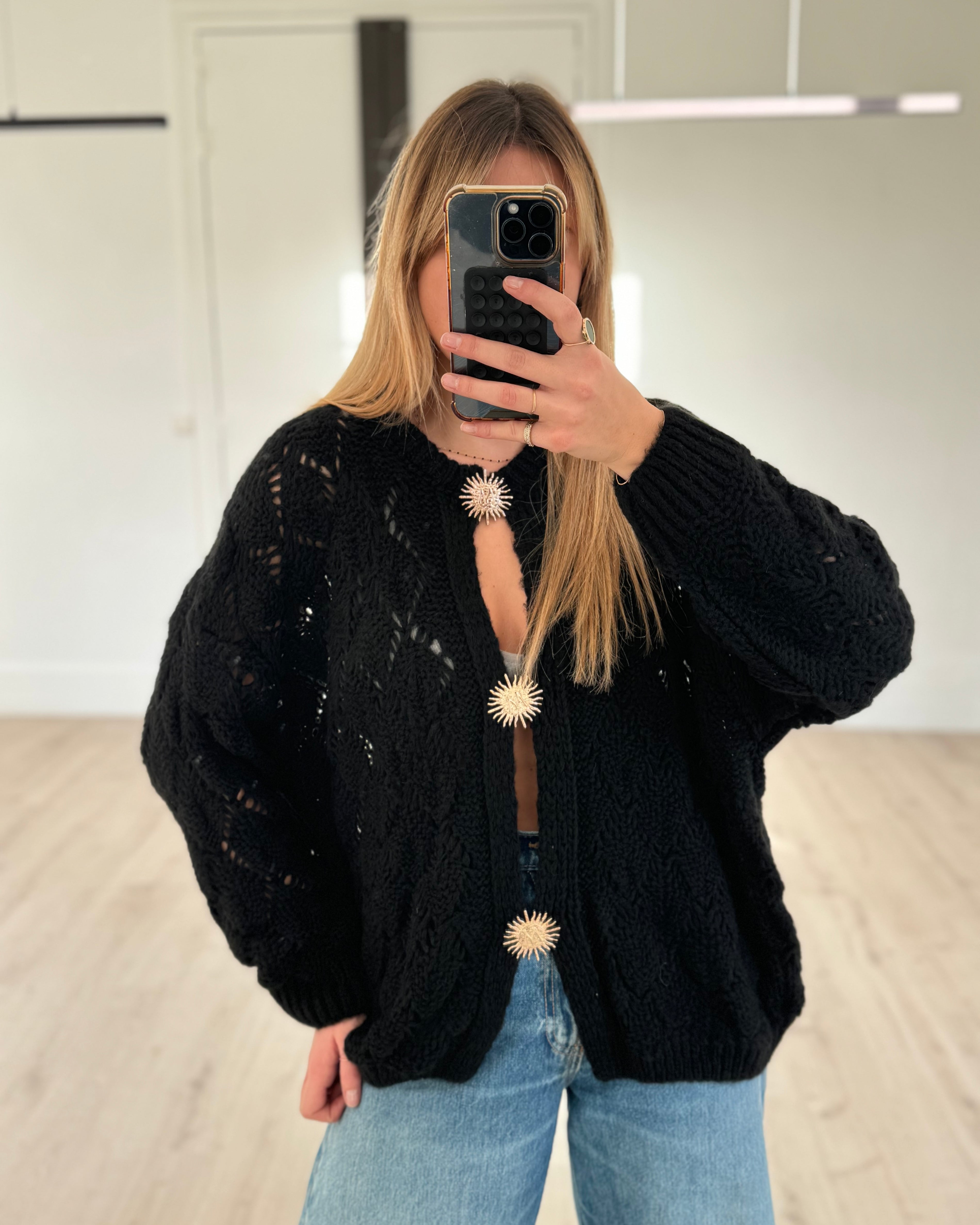 pull loose ajouré soleil