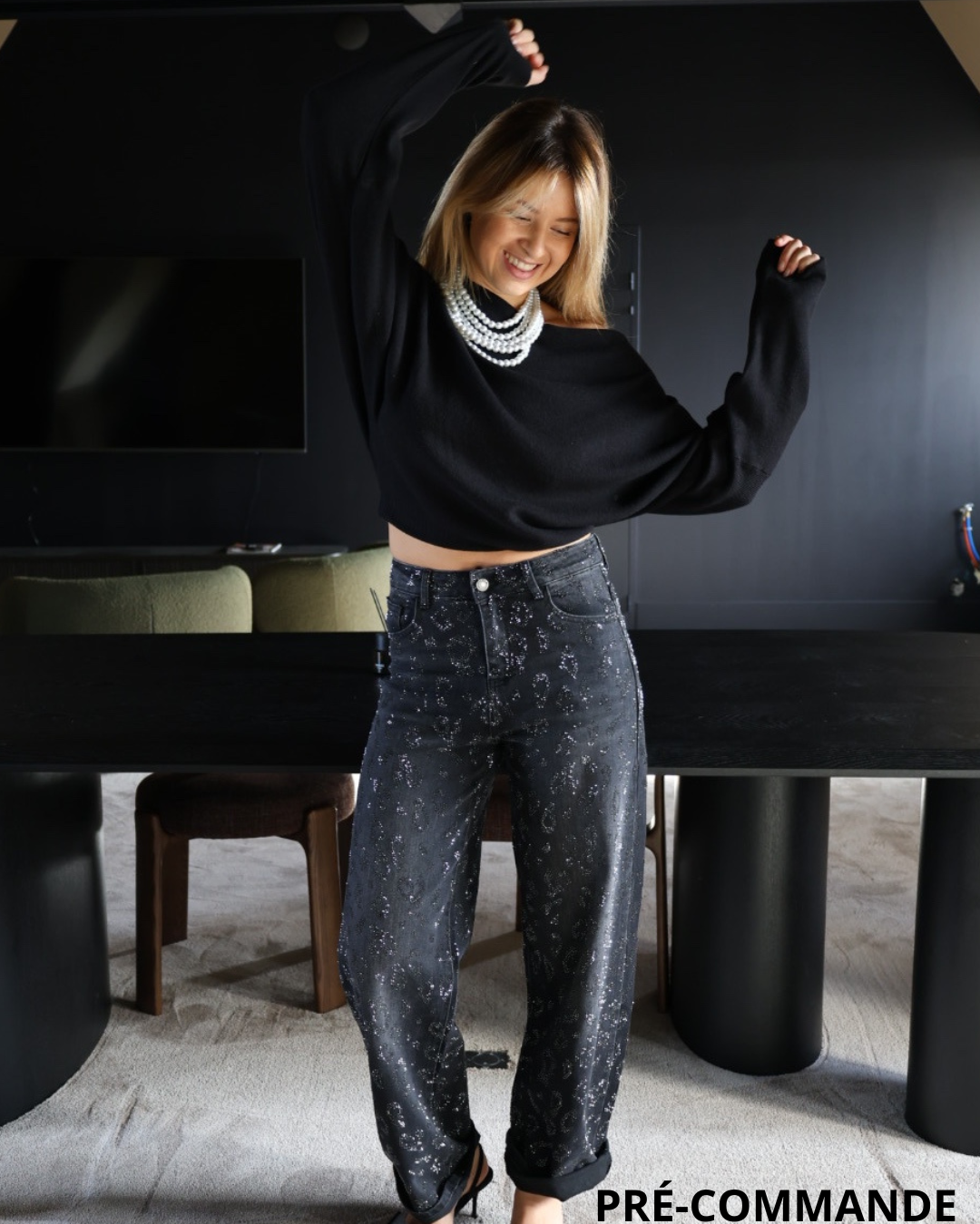 Jeans léopard à strass ( PRÉ COMMANDE )