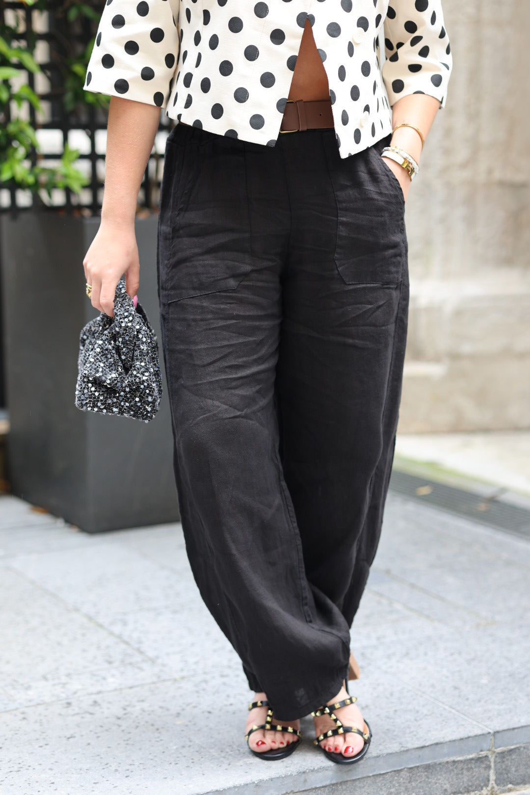 Pantalon barrel en lin