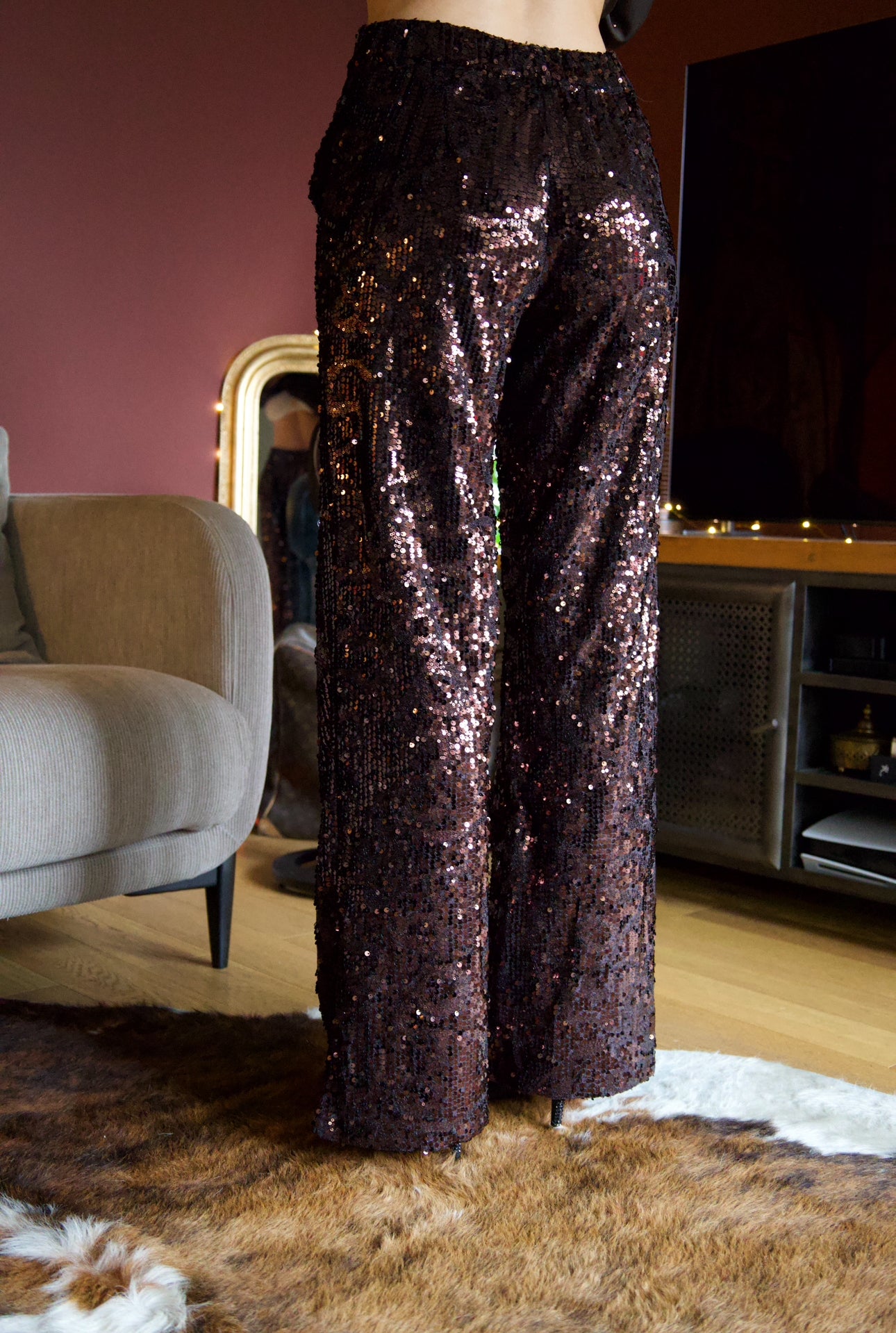 Pantalon sequin choco