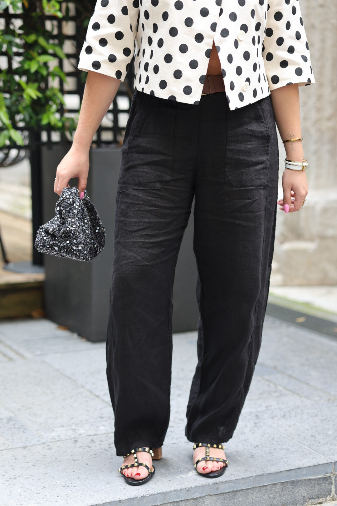 Pantalon barrel en lin