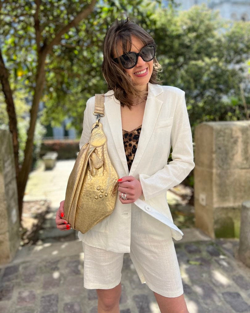 Veste de tailleur en lin jade et lisa