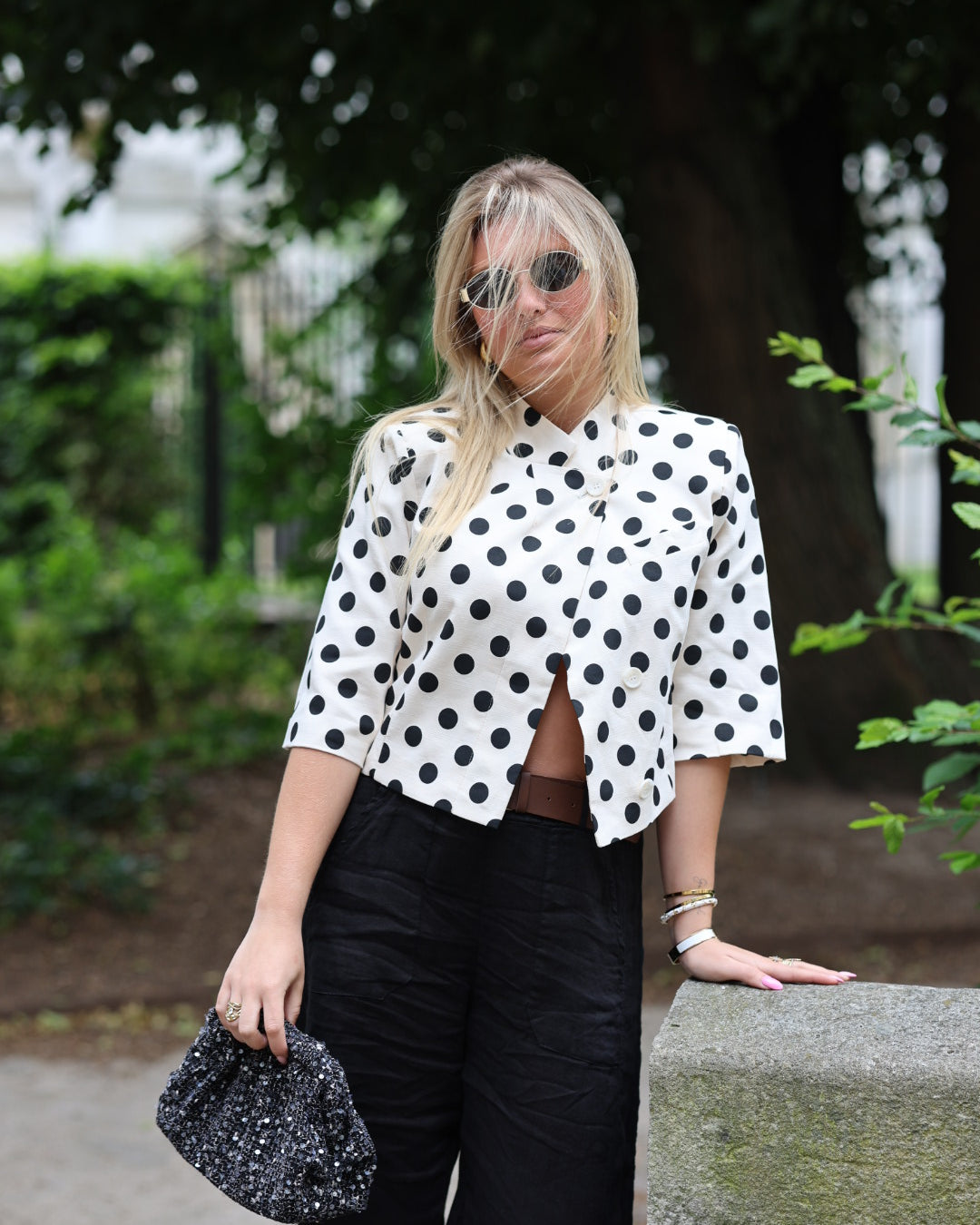 Veste croisée à pois