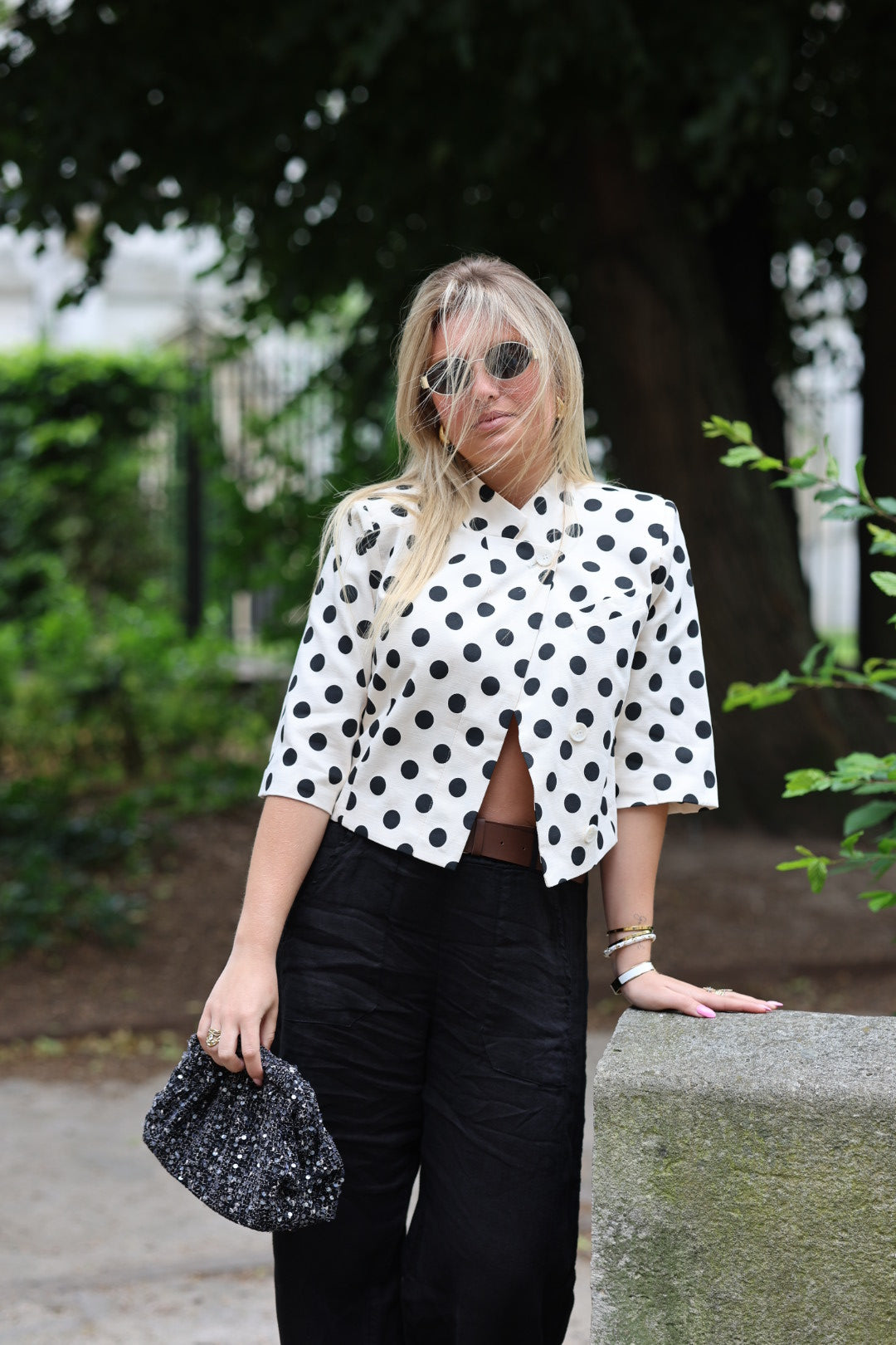 Veste croisée à pois