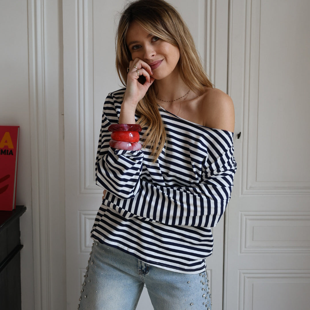t-shirt rayé manches longues