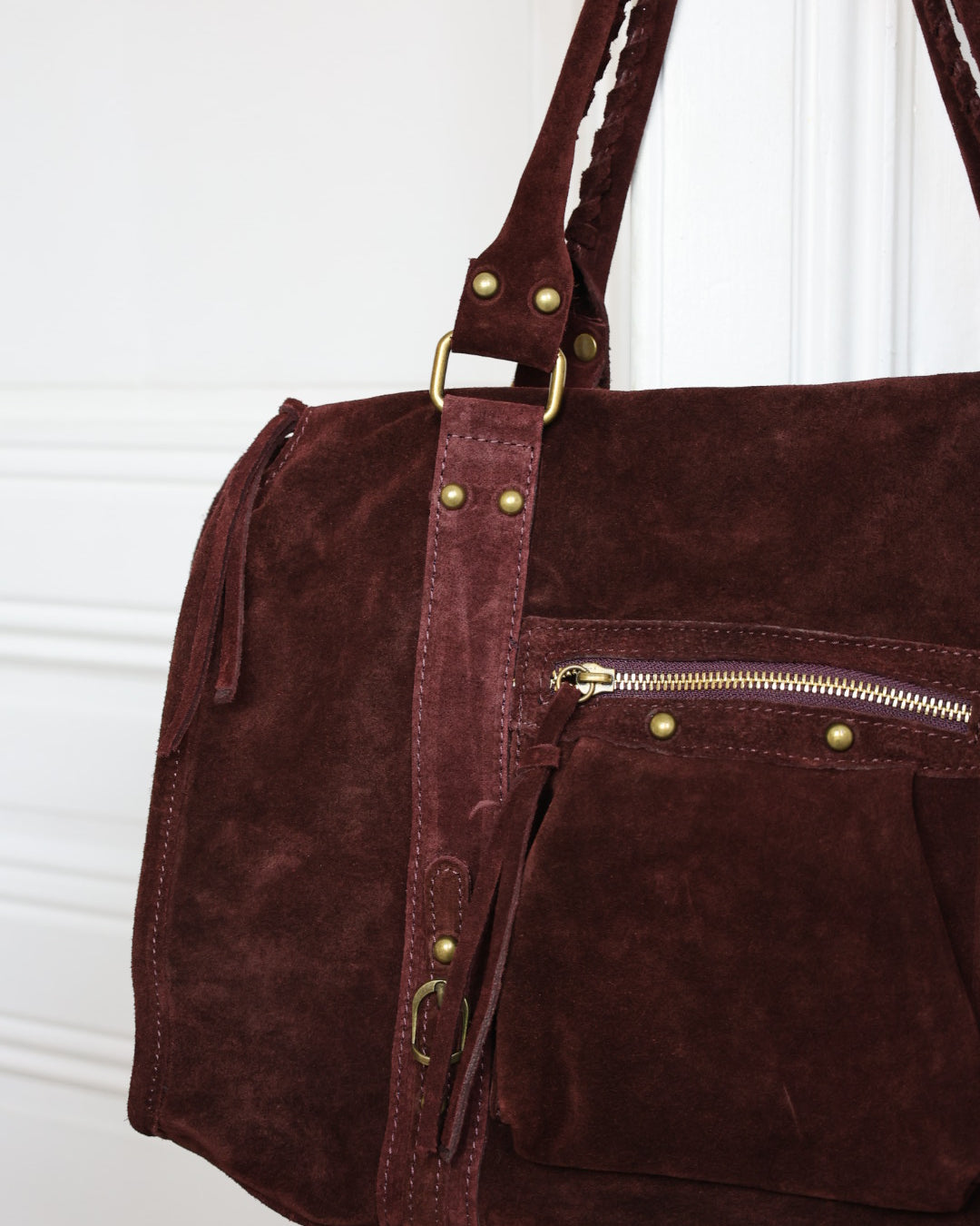 Grand sac MIA en daim bordeaux
