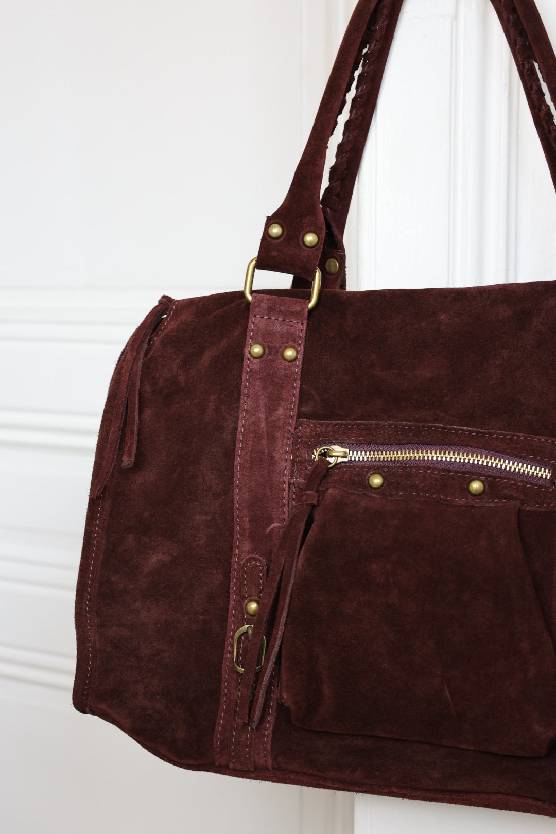 Grand sac MIA en daim bordeaux