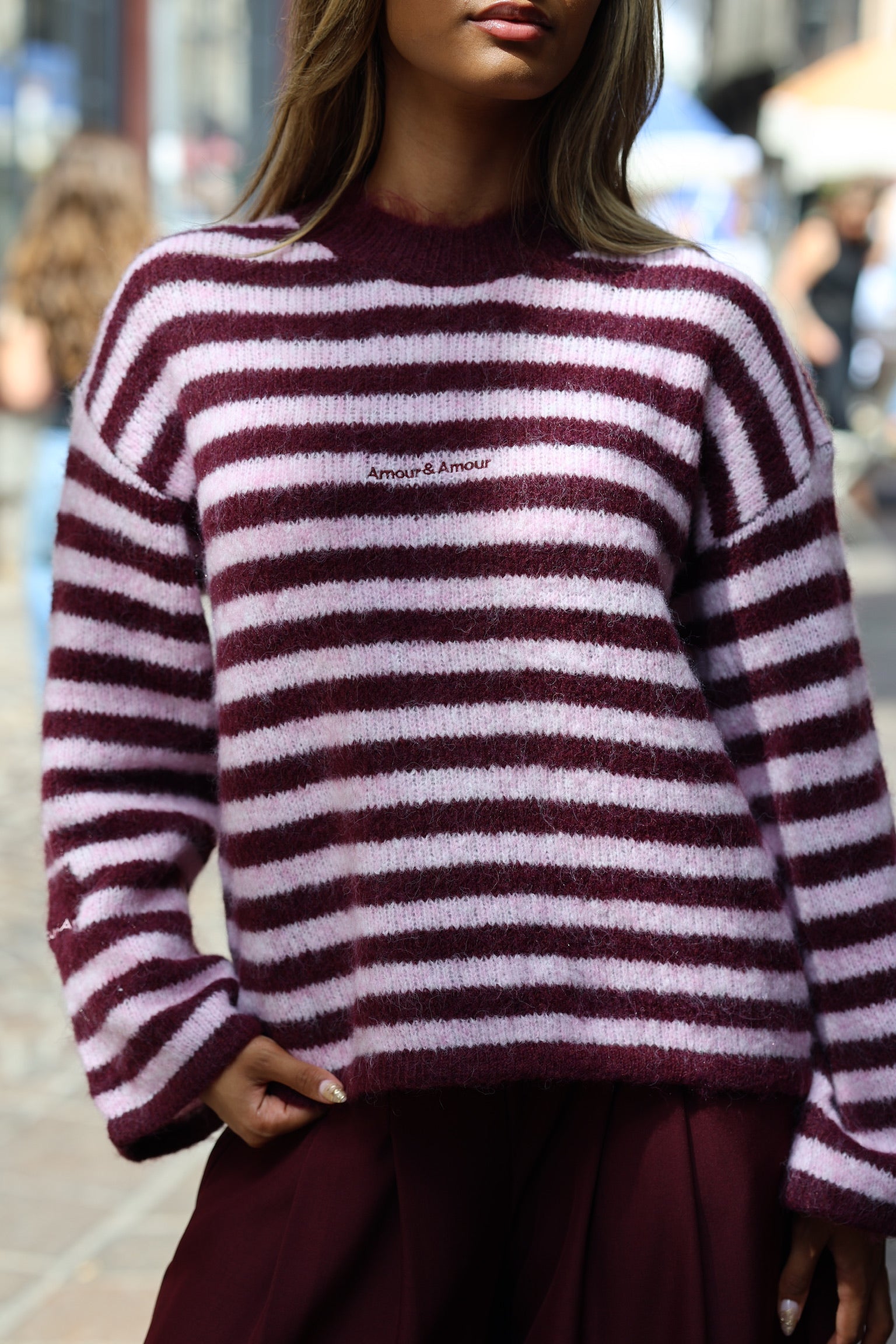 Pull rayé "AMOUR"
