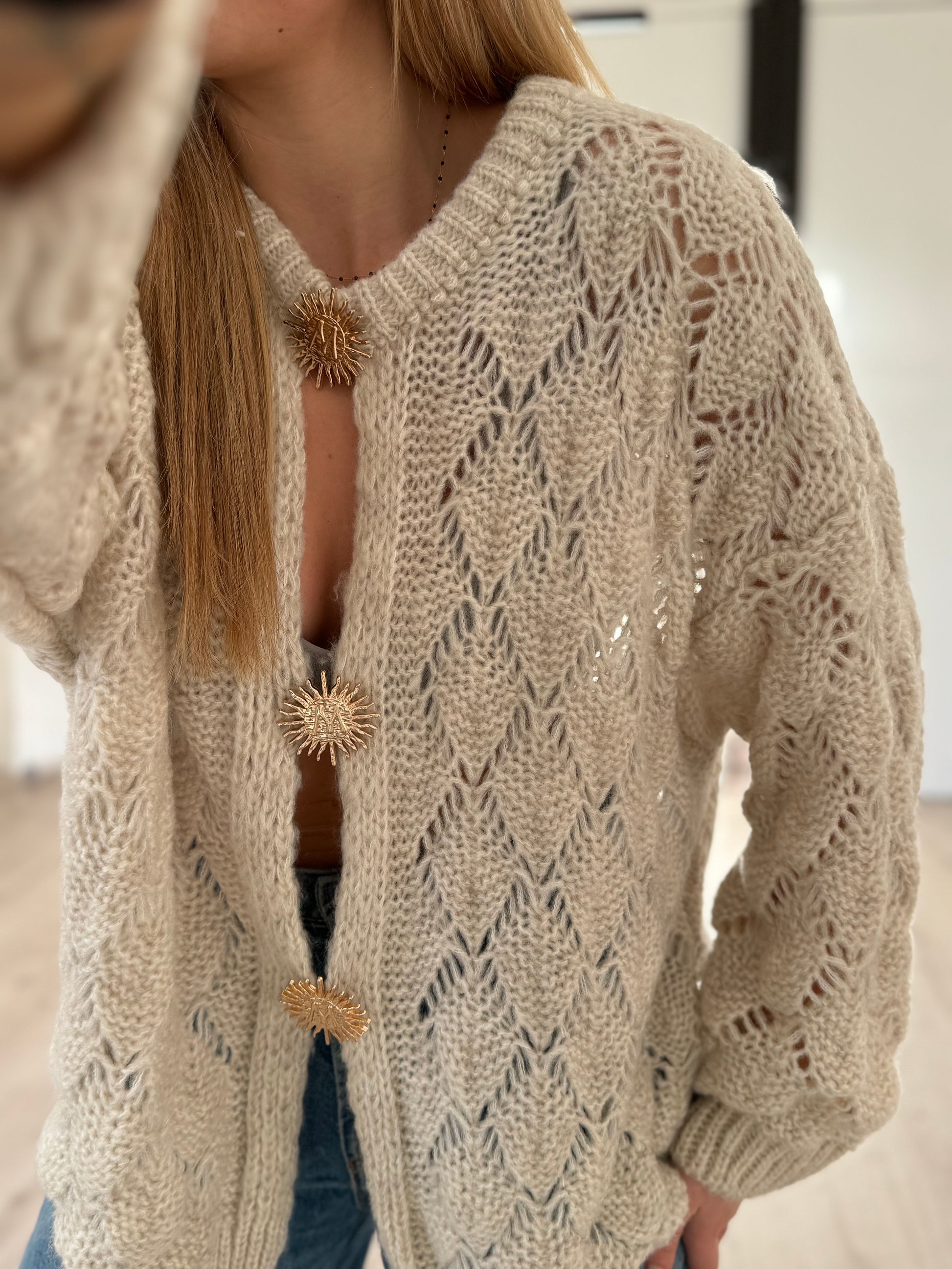 pull loose ajouré soleil