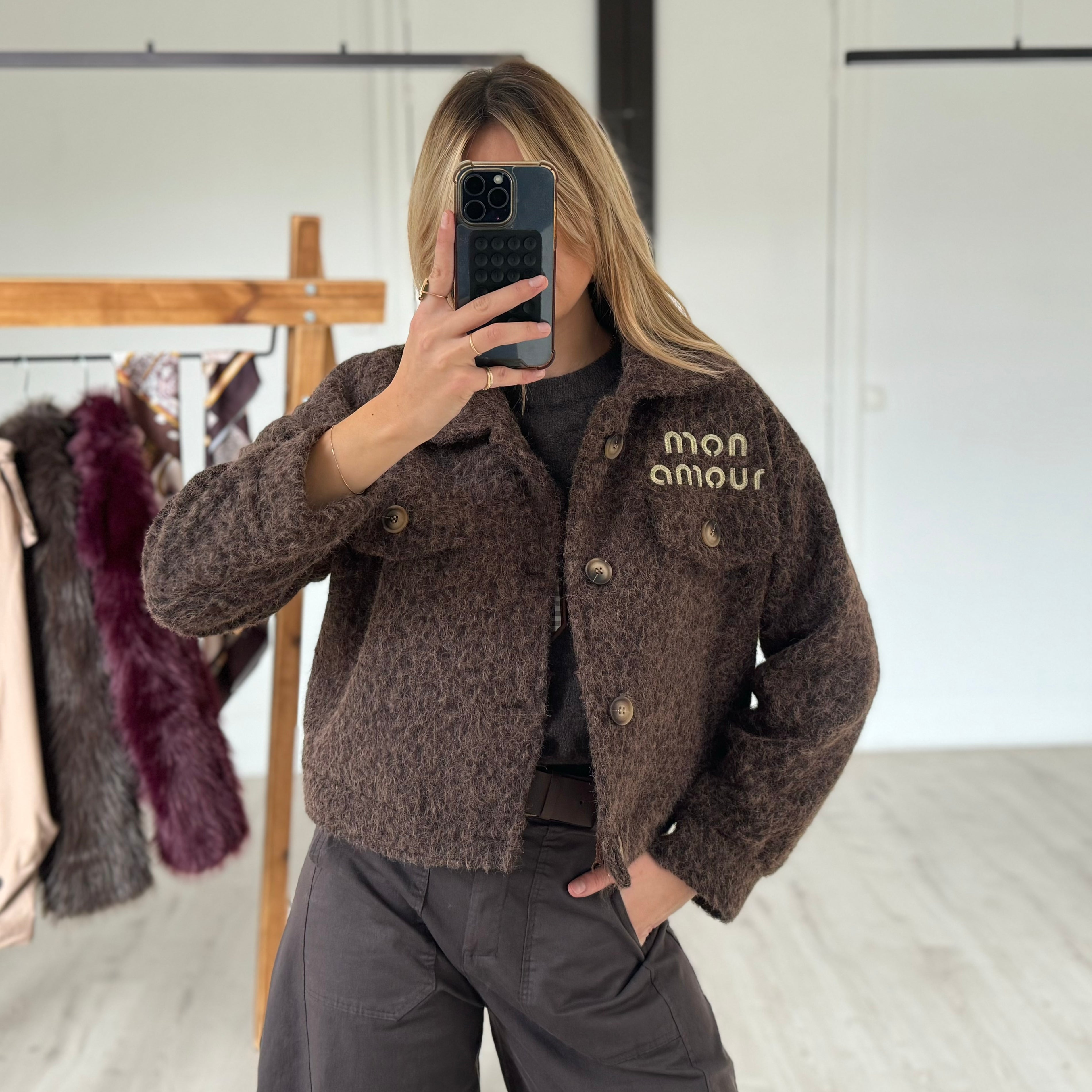 Veste "Mon amour" chocolat