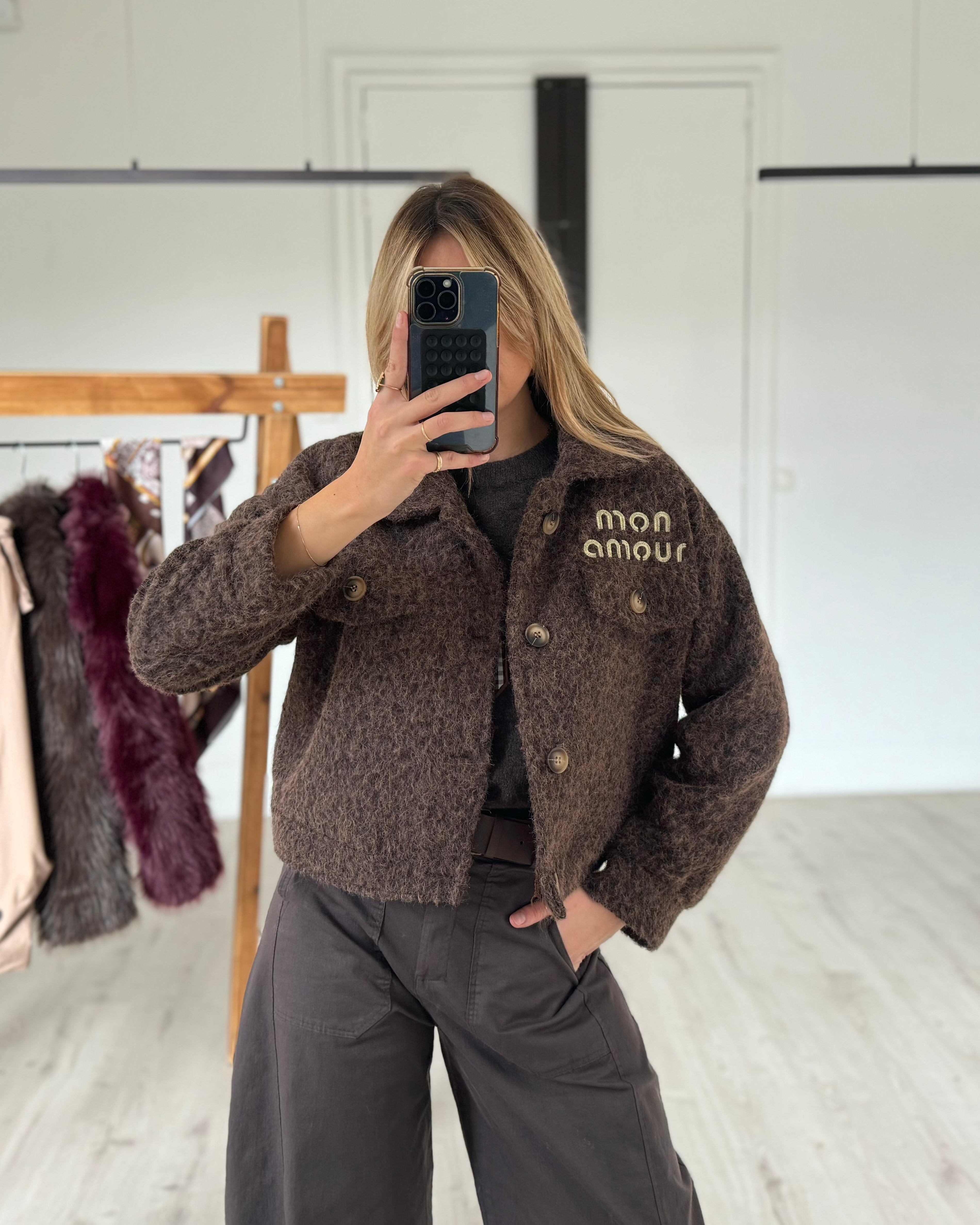 Veste "Mon amour" chocolat