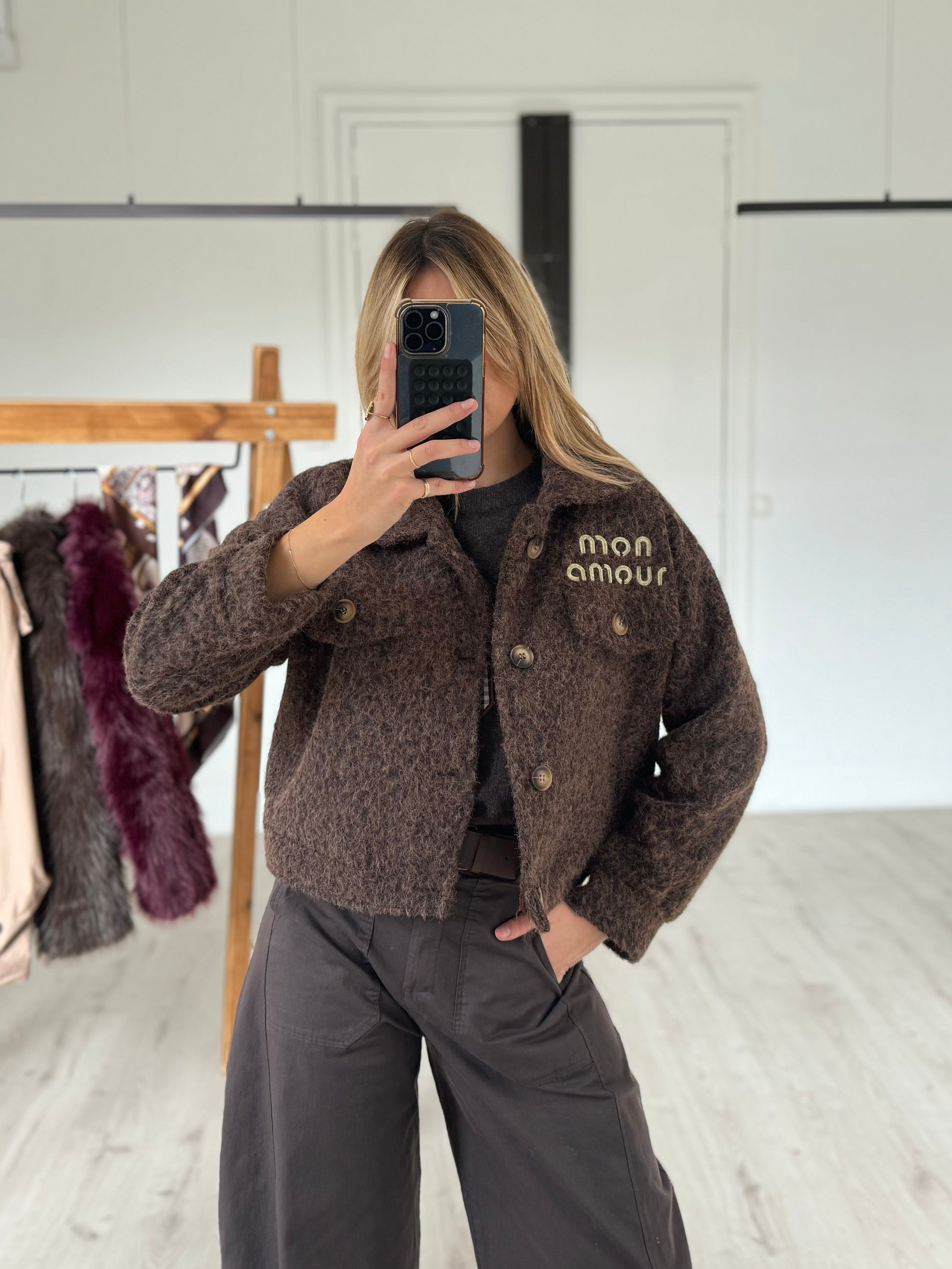 Veste "Mon amour" chocolat