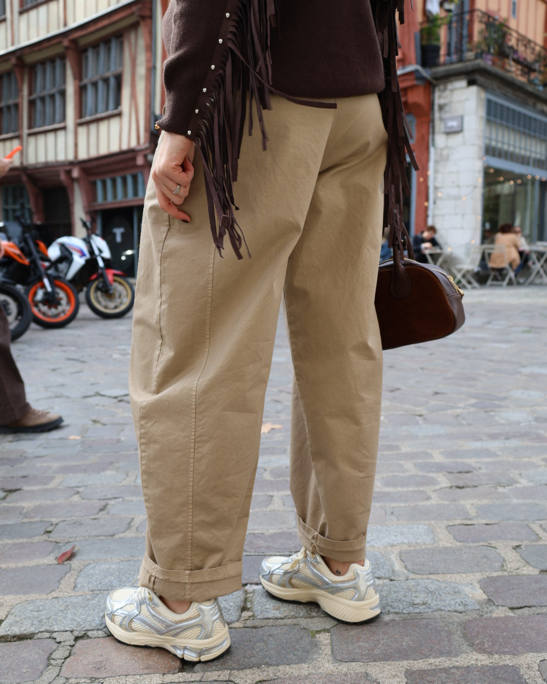 Pantalon barrel camel