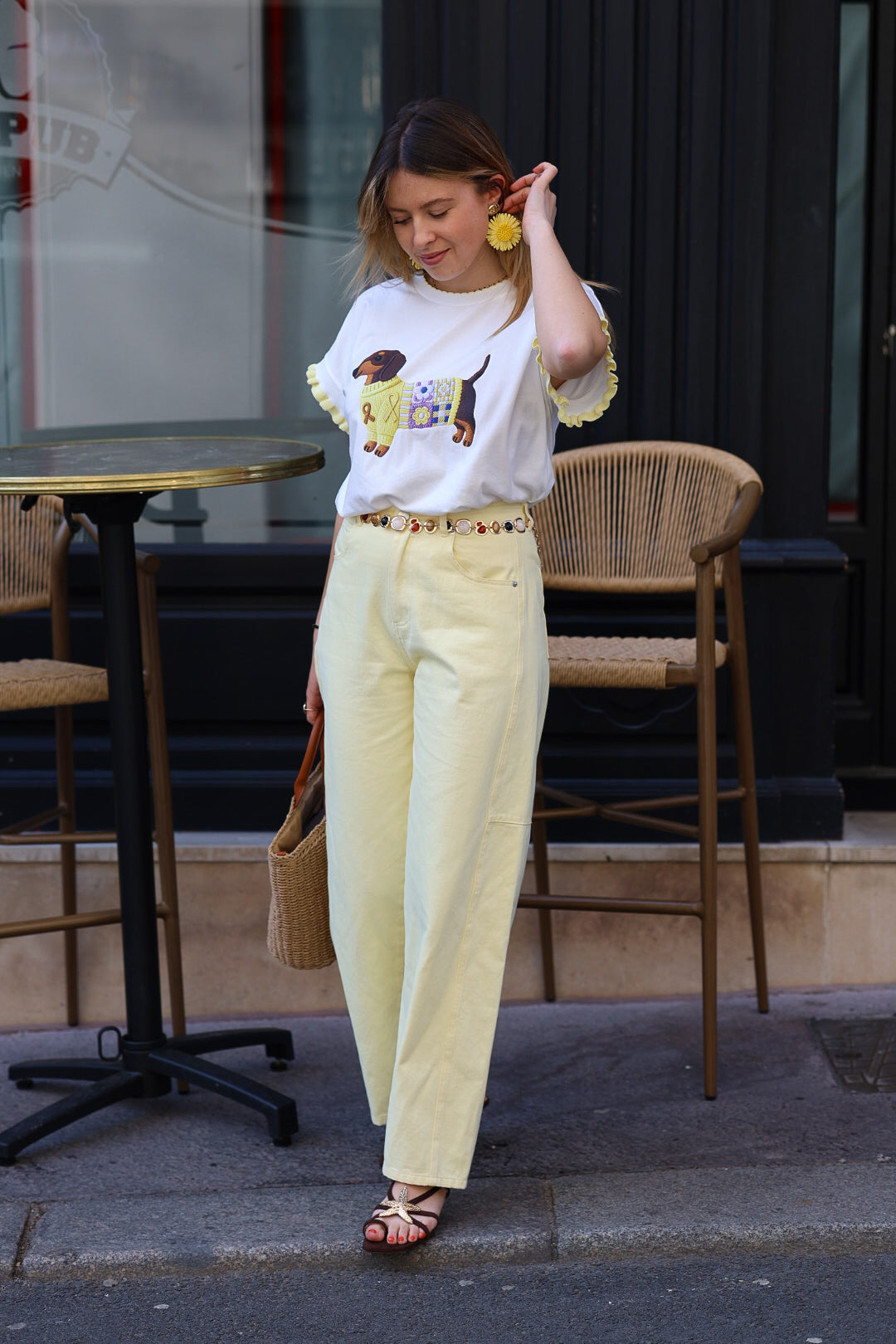 jeans jaune pâle