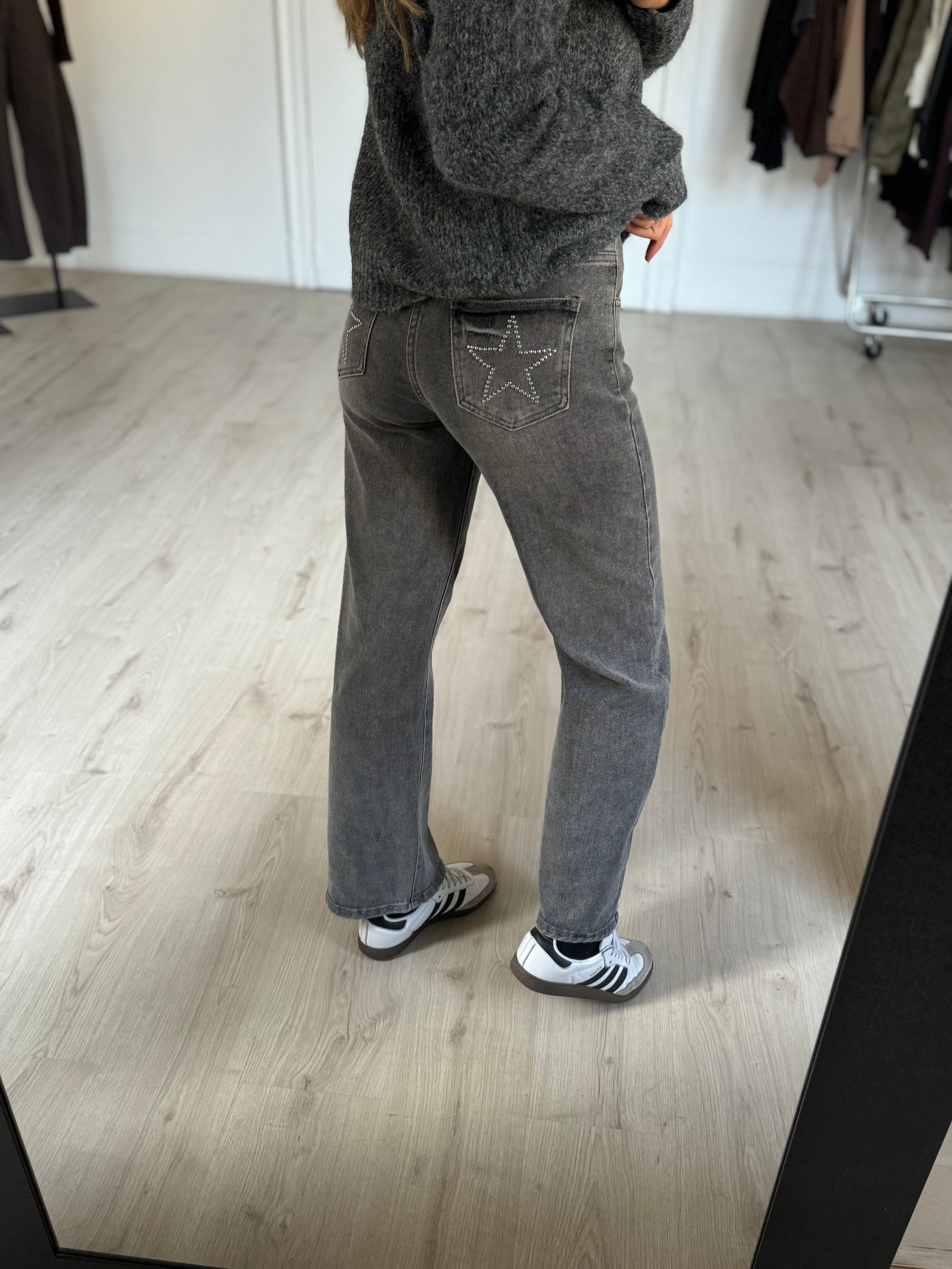 jeans gris étoile clou