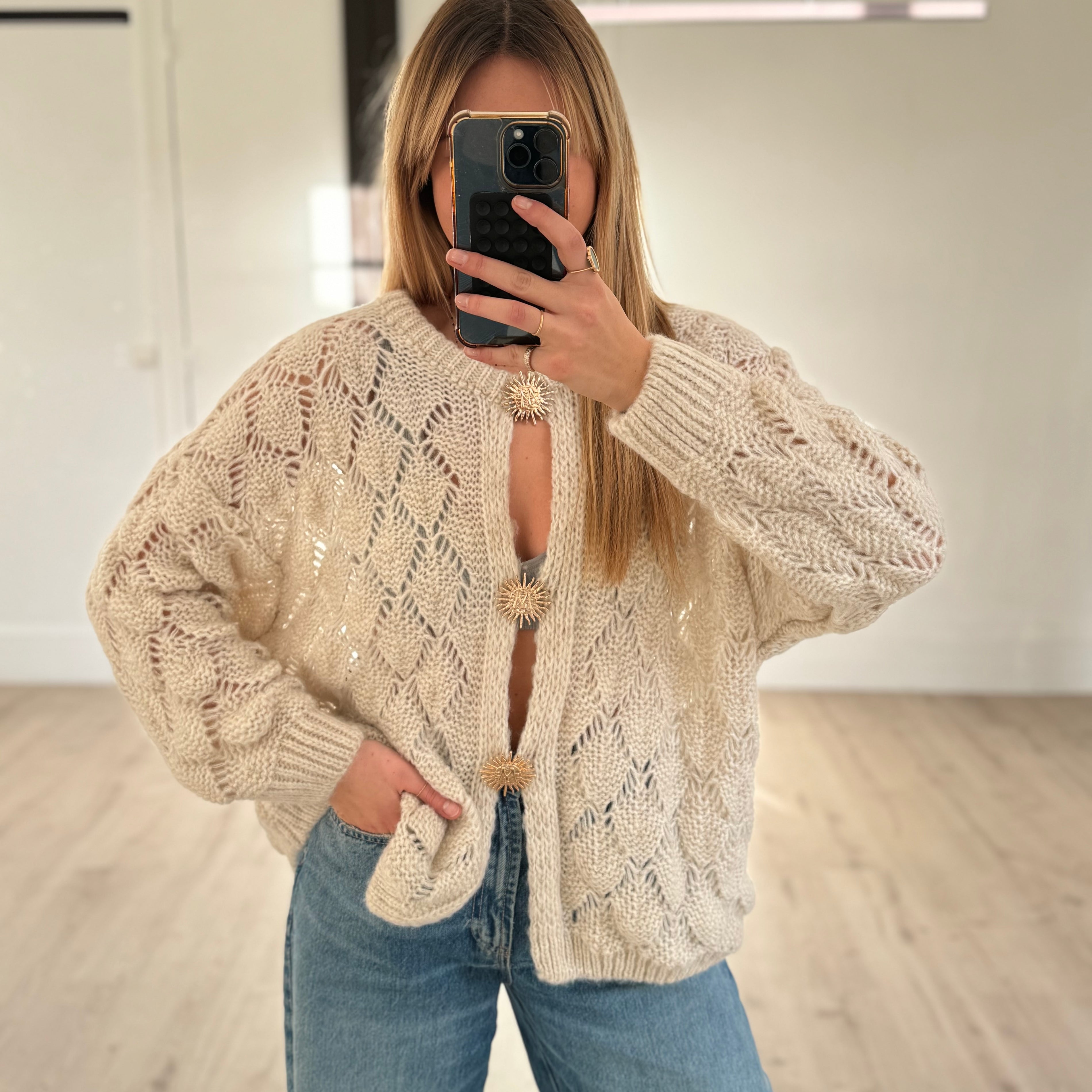 pull loose ajouré soleil