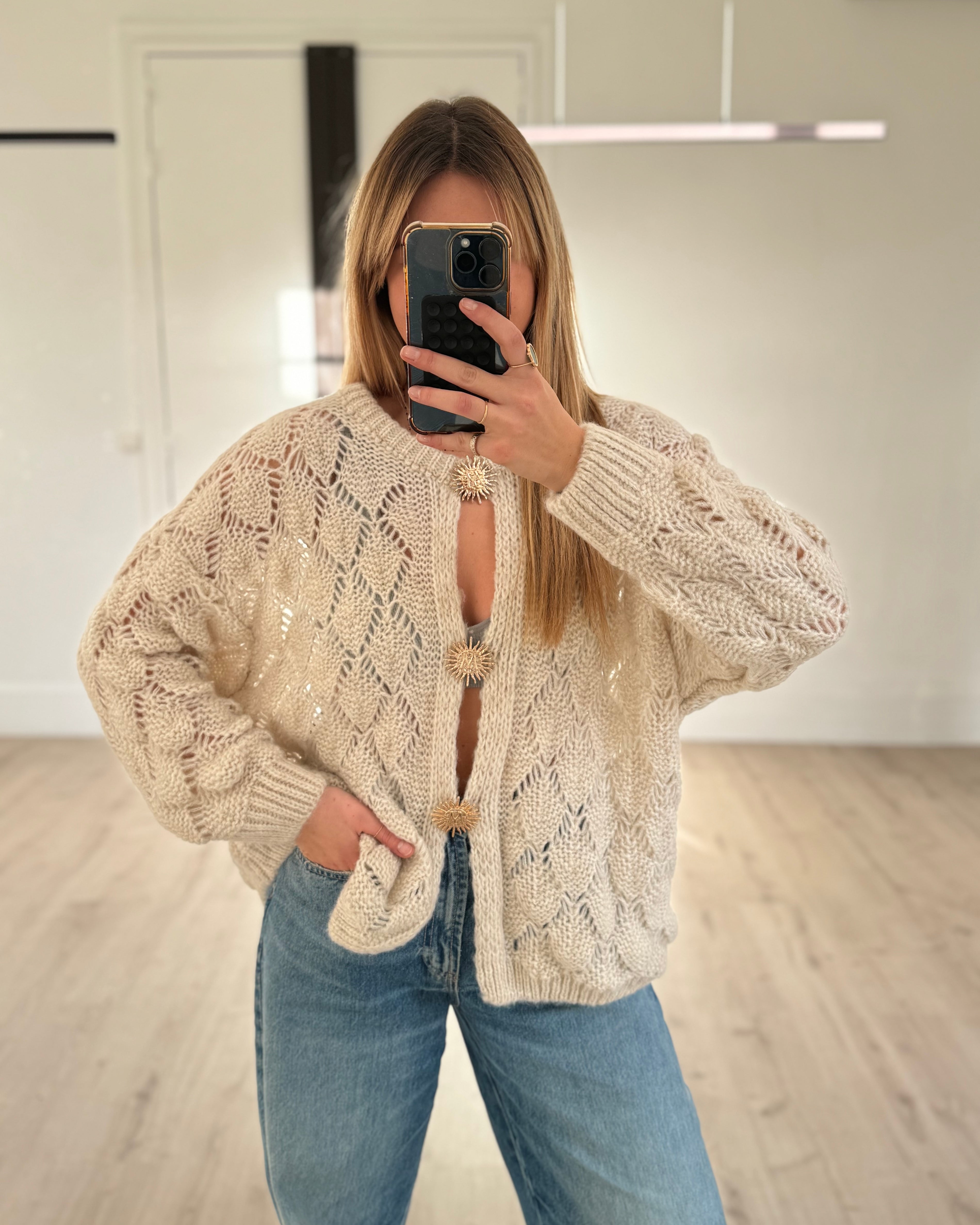 pull loose ajouré soleil