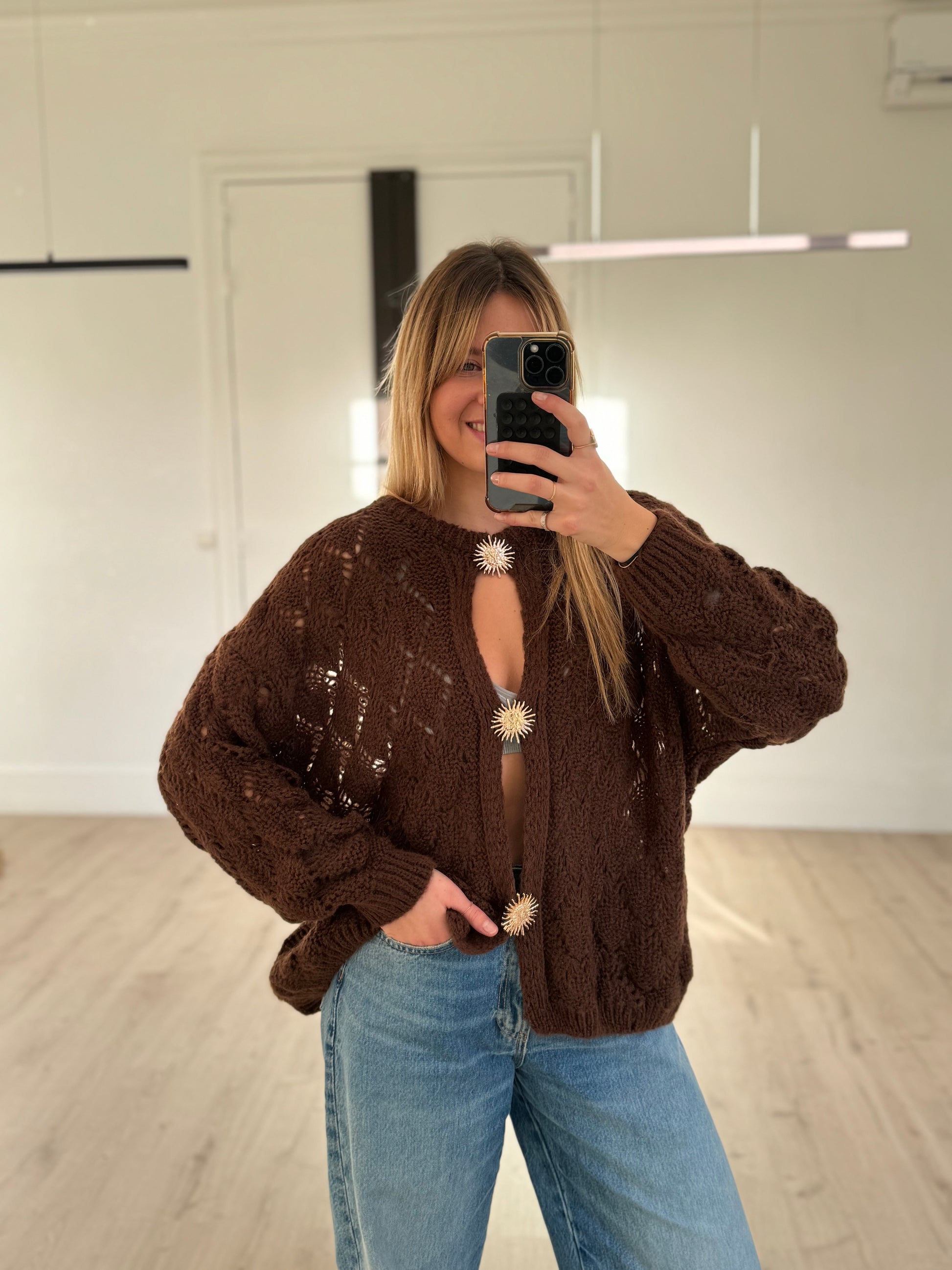 pull loose ajouré soleil