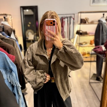 Veste en suédine grise
