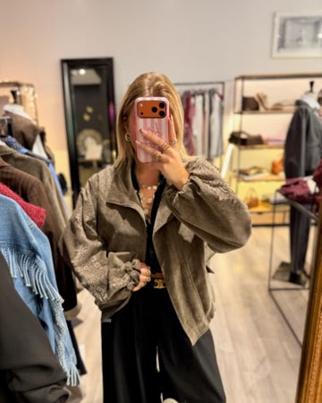 Veste en suédine grise